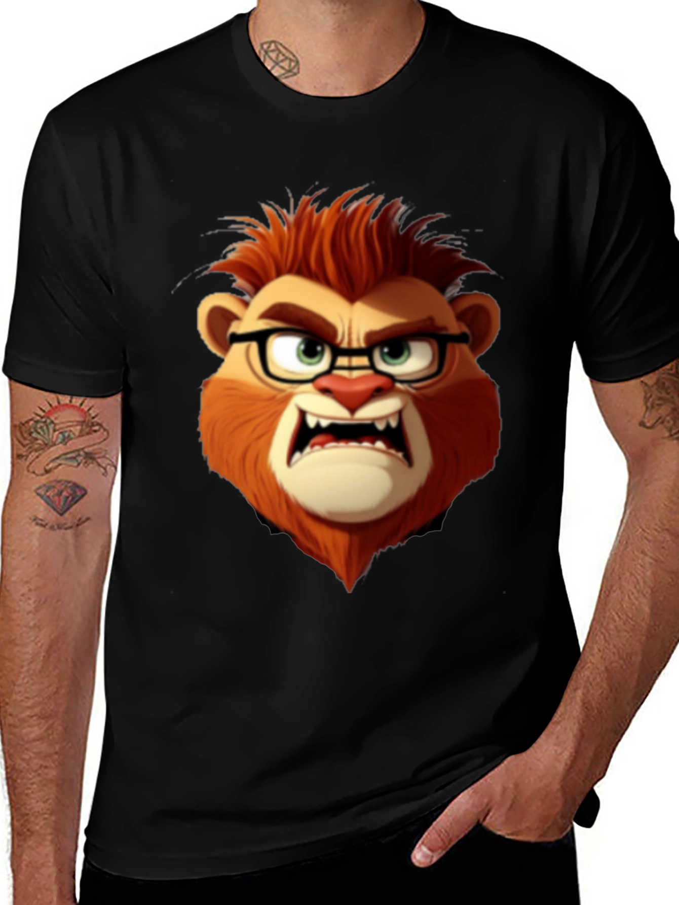 Variant 2 of Angry Lion Head Graphic Print Tee