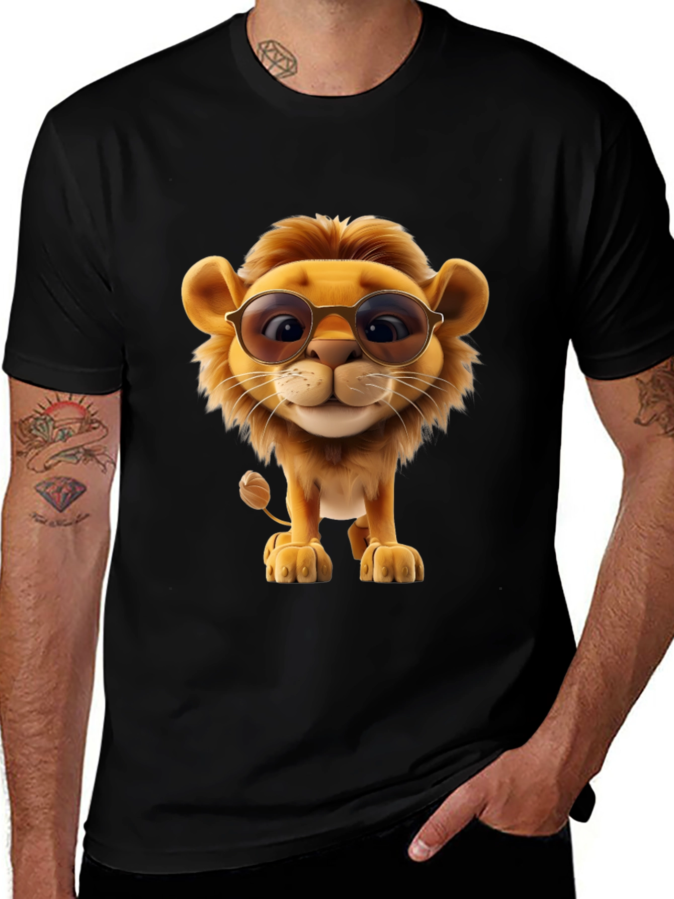 Variant 18 of Cool Lion Graphic Tee - Fun & Stylish Black T-Shirt