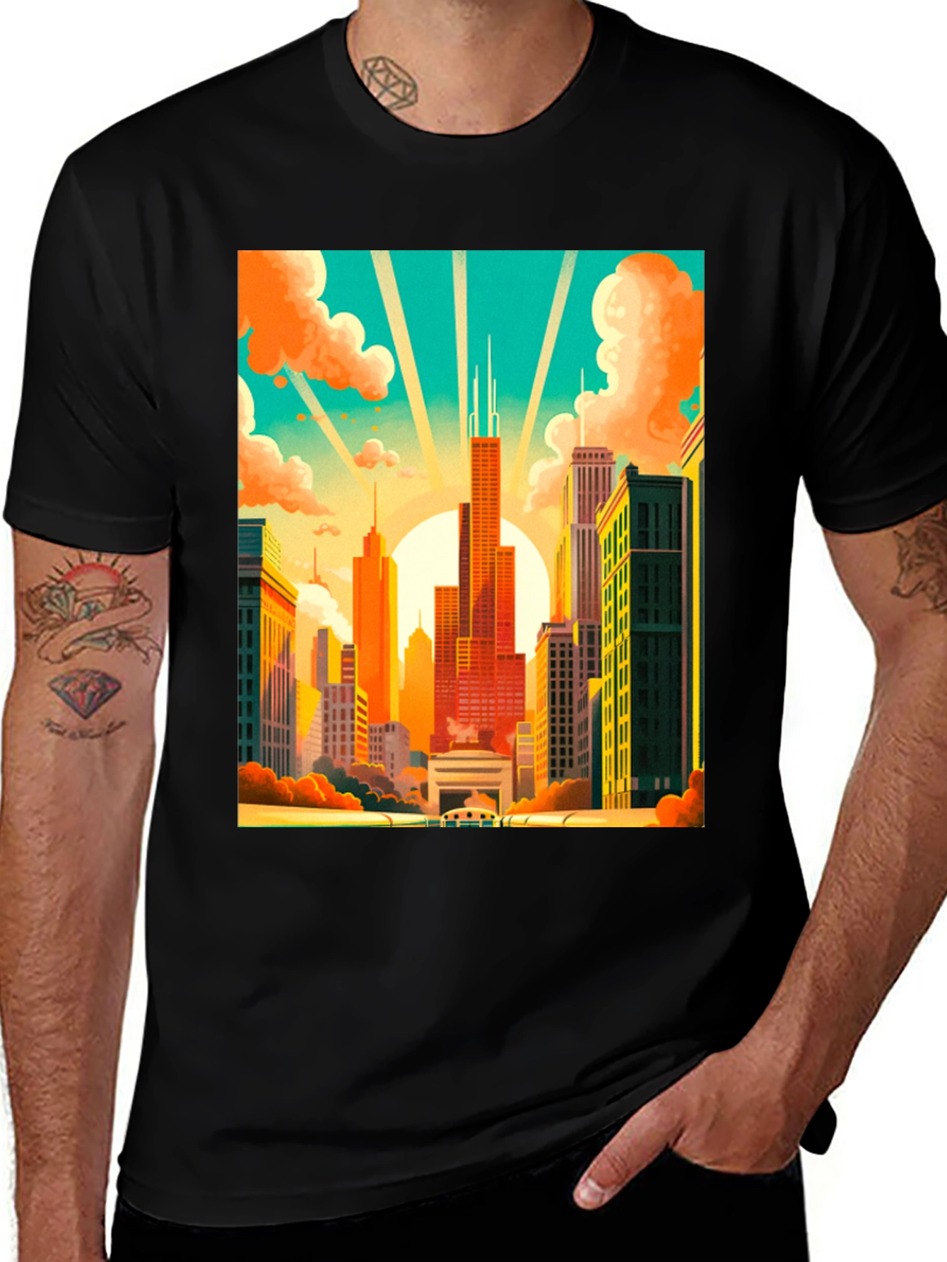 Variant 11 of Cityscape Graphic Tee - Urban Art Style