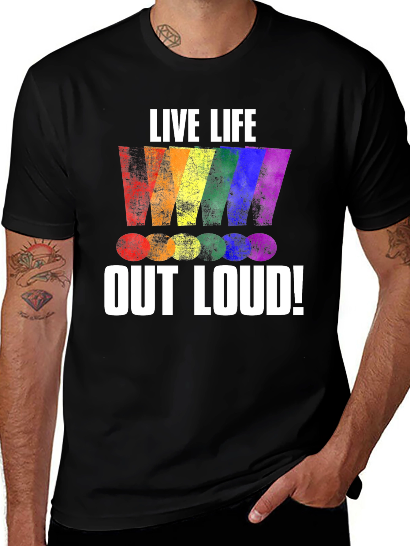 Variant 2 of Live Life Out Loud Rainbow Graphic Tee