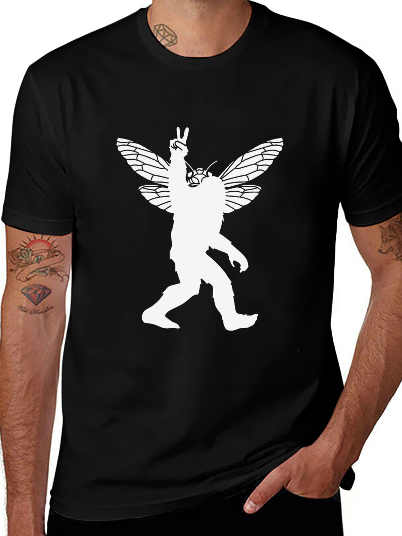Variant 26 of Cicada Bigfoot Peace Sign T-Shirt