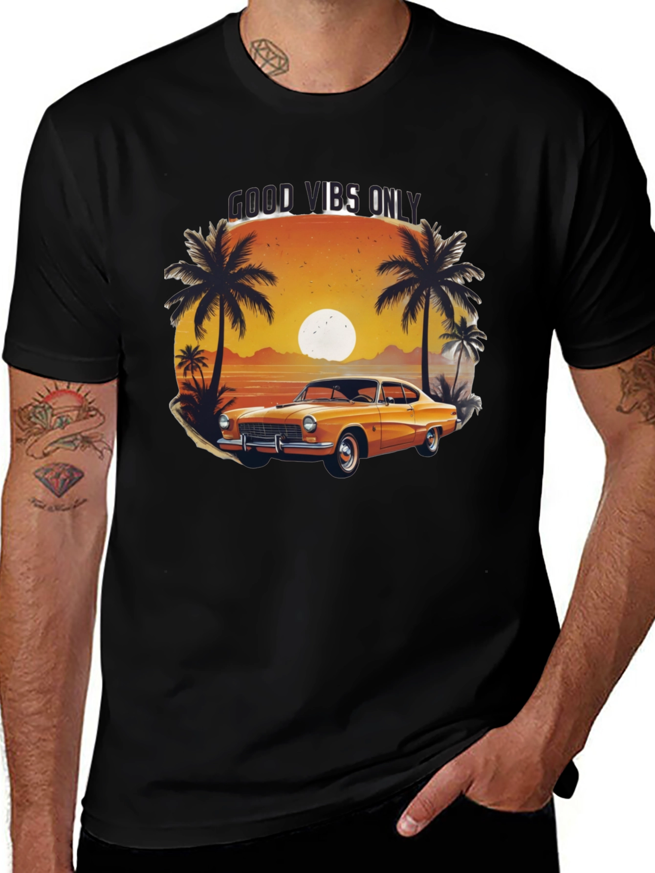 Variant 23 of Good Vibes Only Classic Car T-Shirt