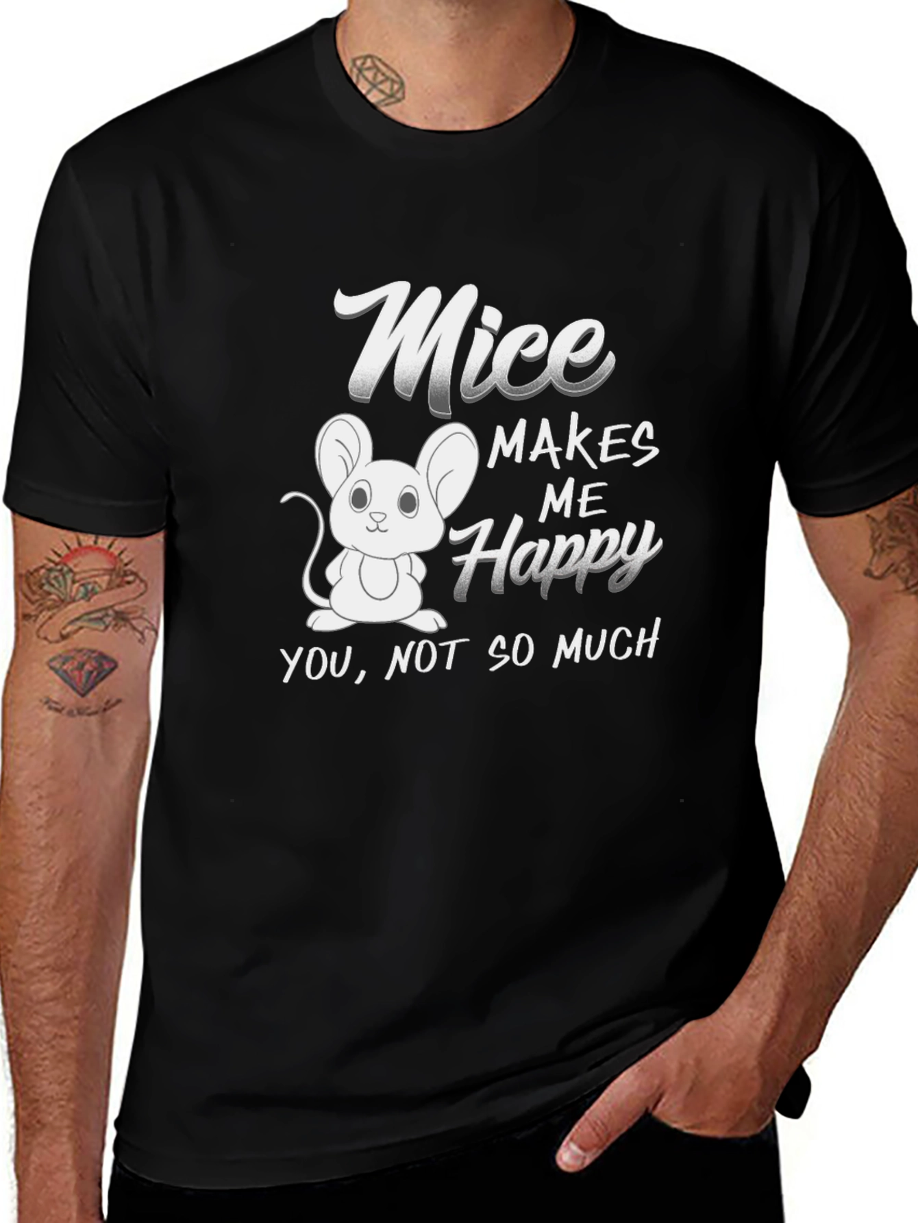 Variant 4 of Mice Makes Me Happy Black T-Shirt