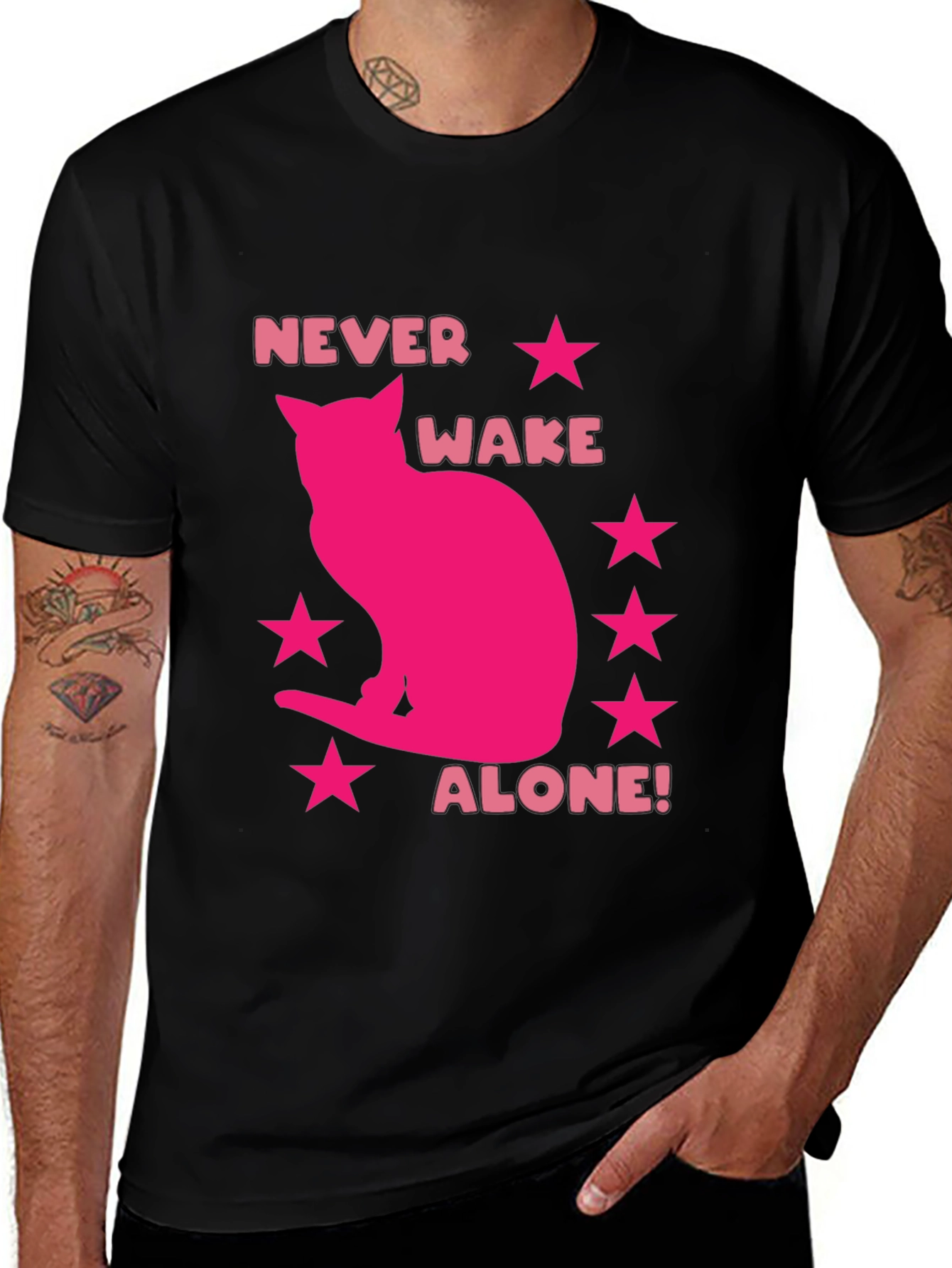 Variant 10 of Never Wake Alone T-Shirt - Cat Lover Tee