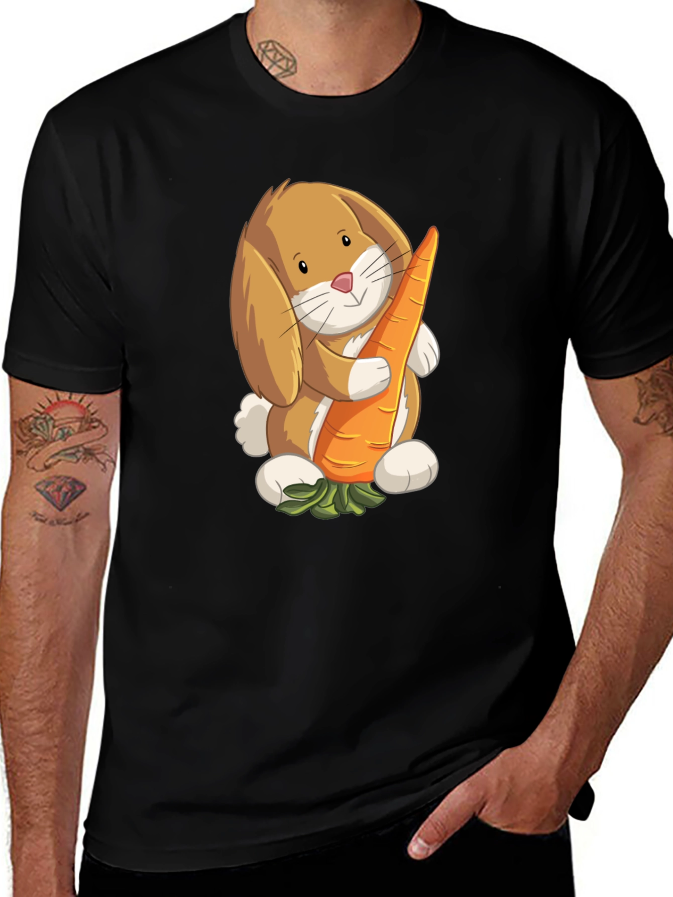 Variant 12 of Cute Bunny Holding Carrot Graphic T-Shirt