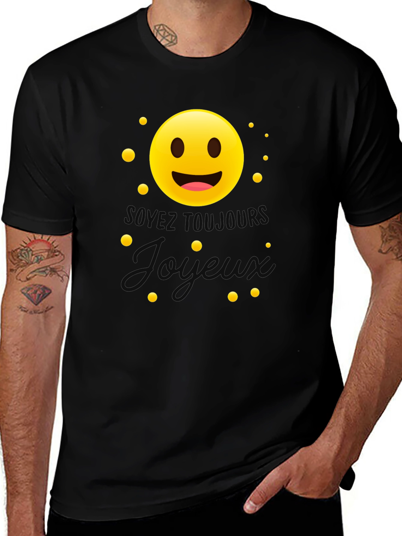 Variant 14 of Joyful Emoji Graphic T-Shirt - Black