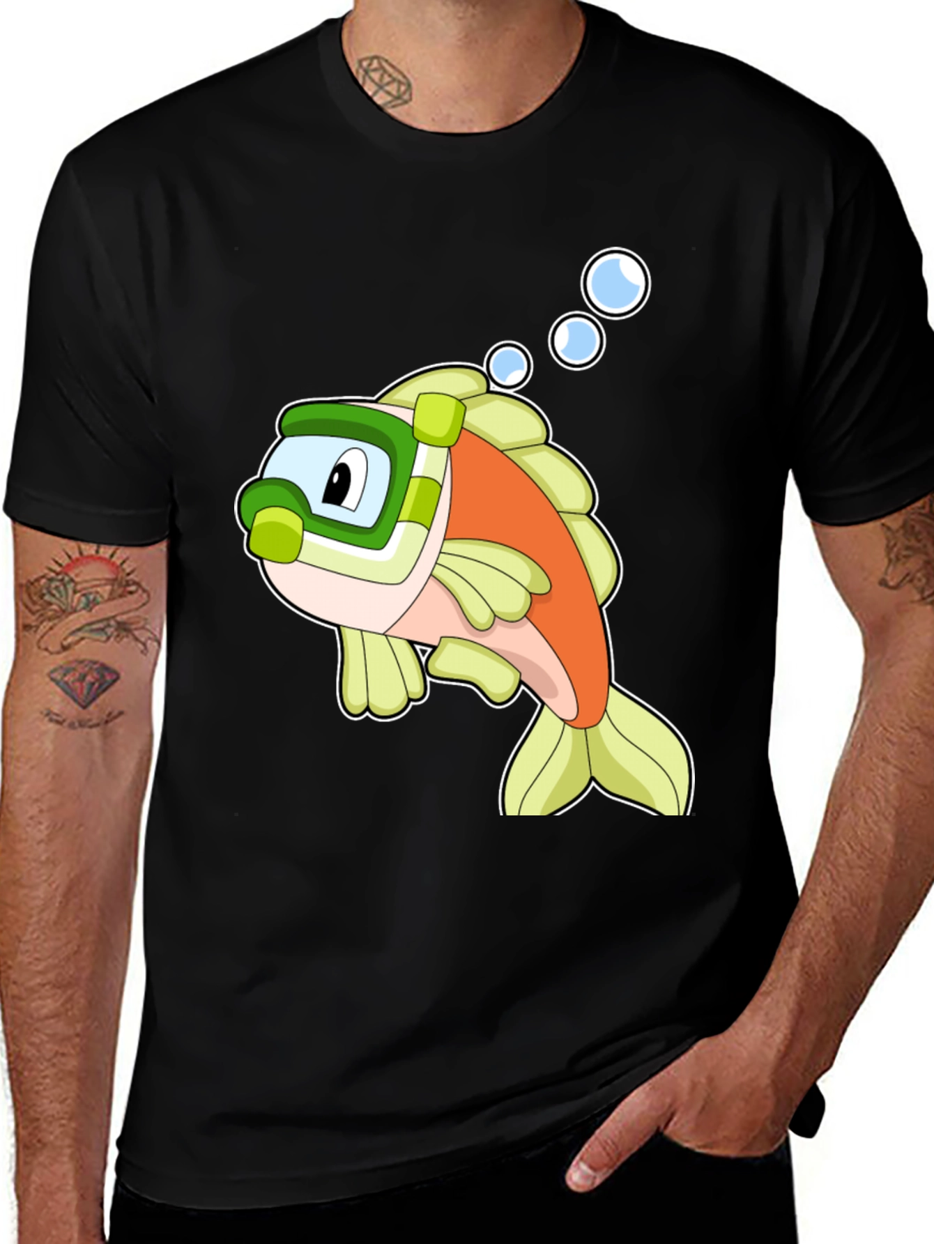 Cartoon Fish Snorkeling T-Shirt