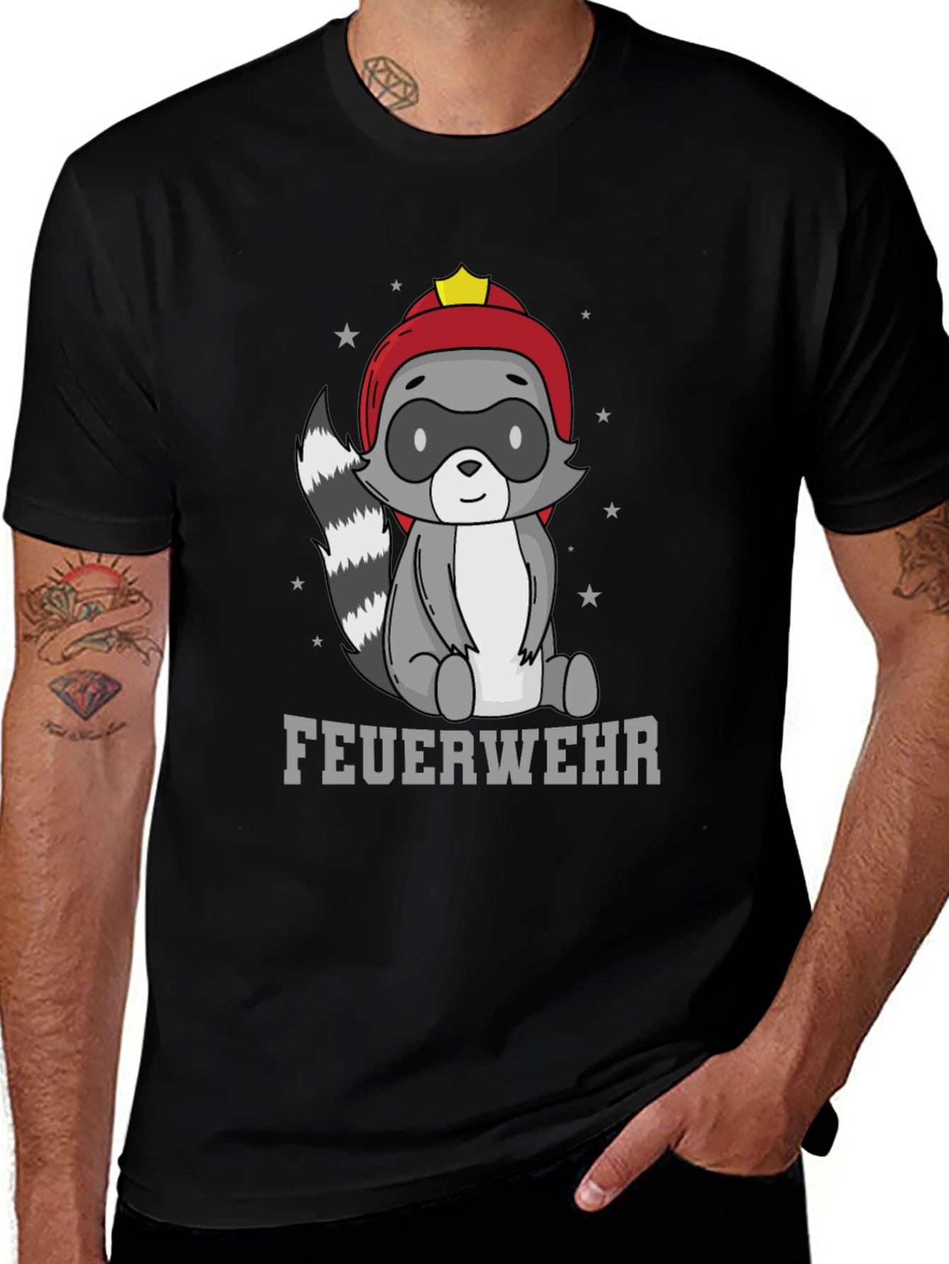 Variant 13 of Firefighter Raccoon T-Shirt - Cute Cartoon Design