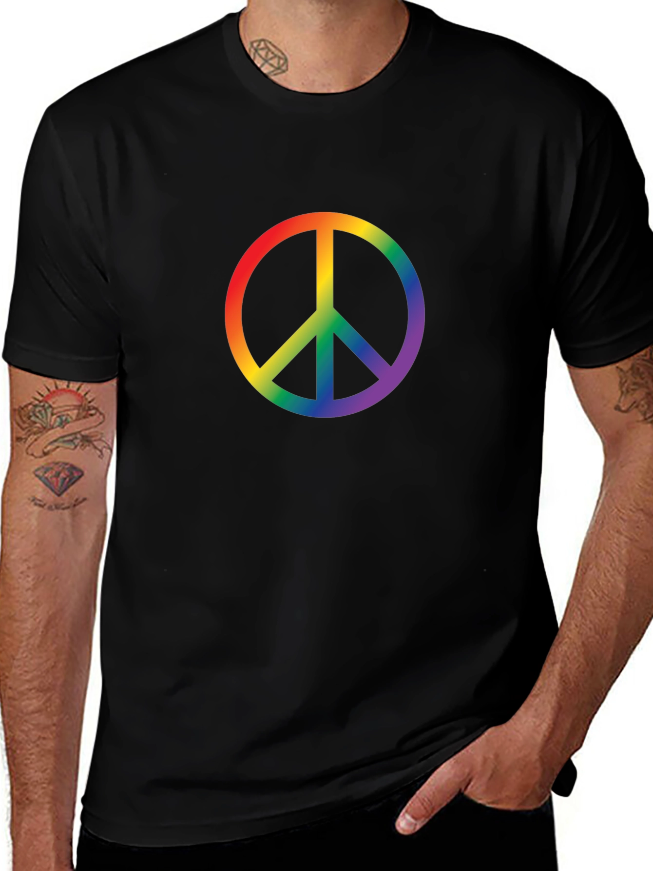 Variant 30 of Rainbow Peace Sign Black T-Shirt