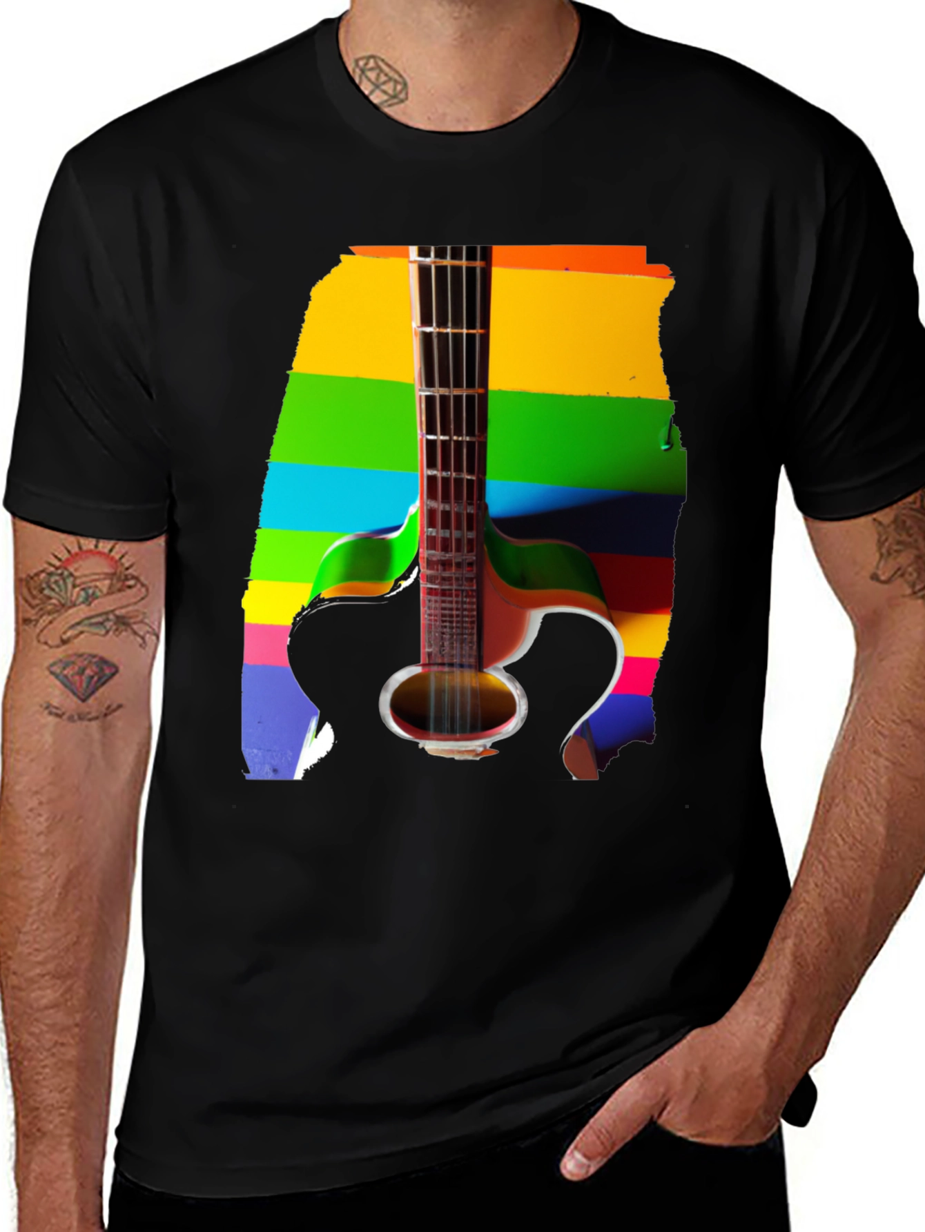 Variant 7 of Rainbow Guitar Graphic Tee
