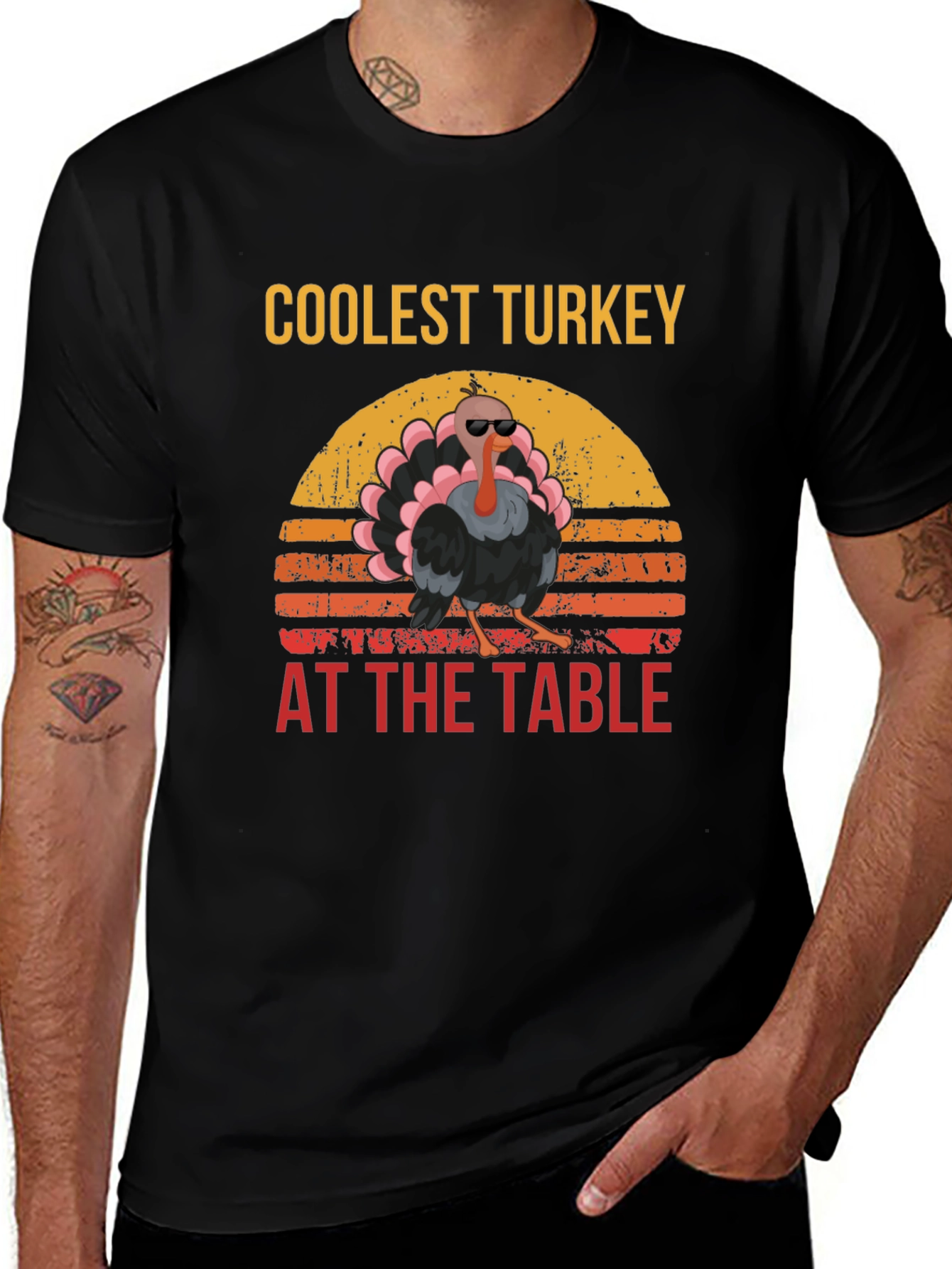 Variant 16 of Coolest Turkey at the Table Black Graphic Tee