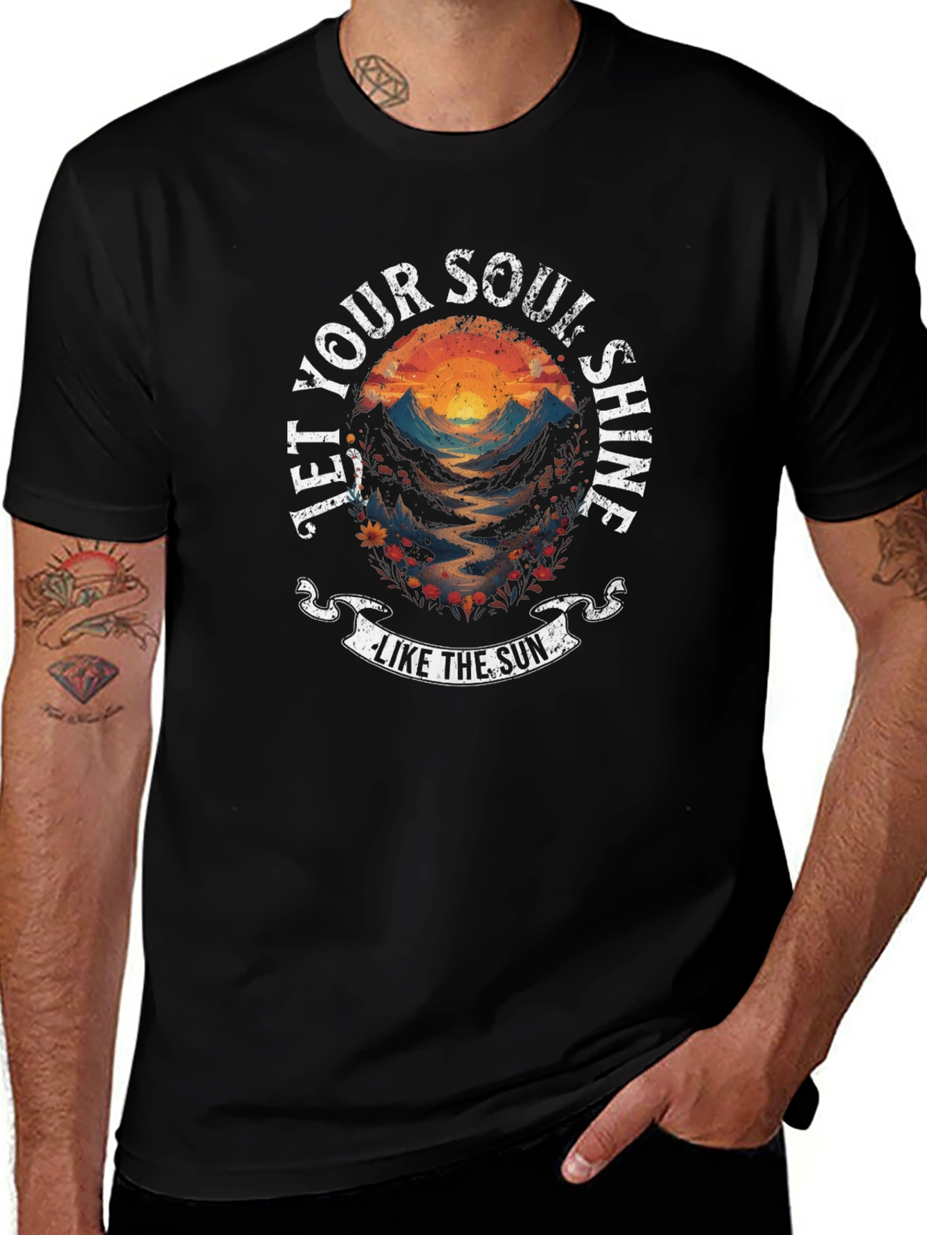 Variant 28 of Soul Shine Graphic Tee - Black Cotton T-Shirt