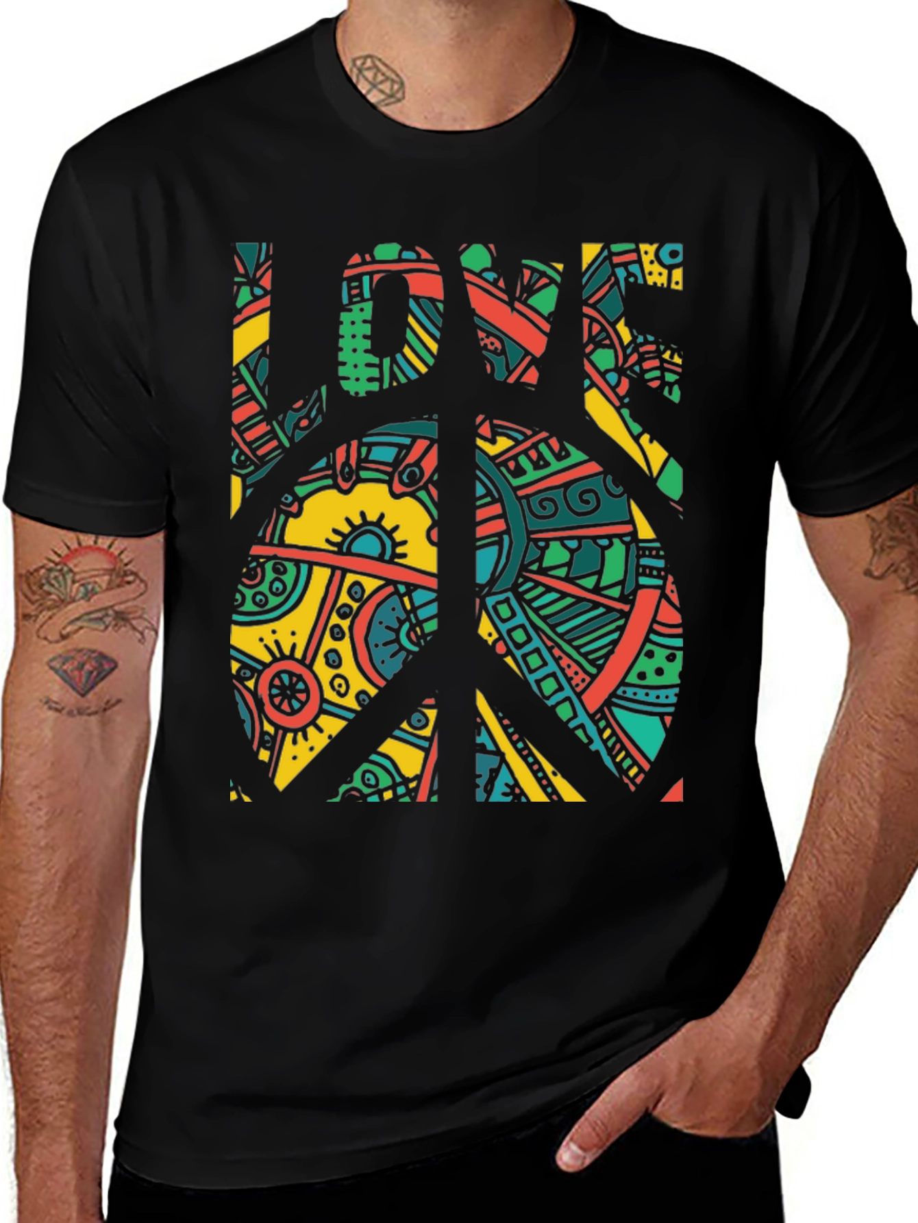 Variant 8 of Peace & Love Graphic Tee - Retro Design