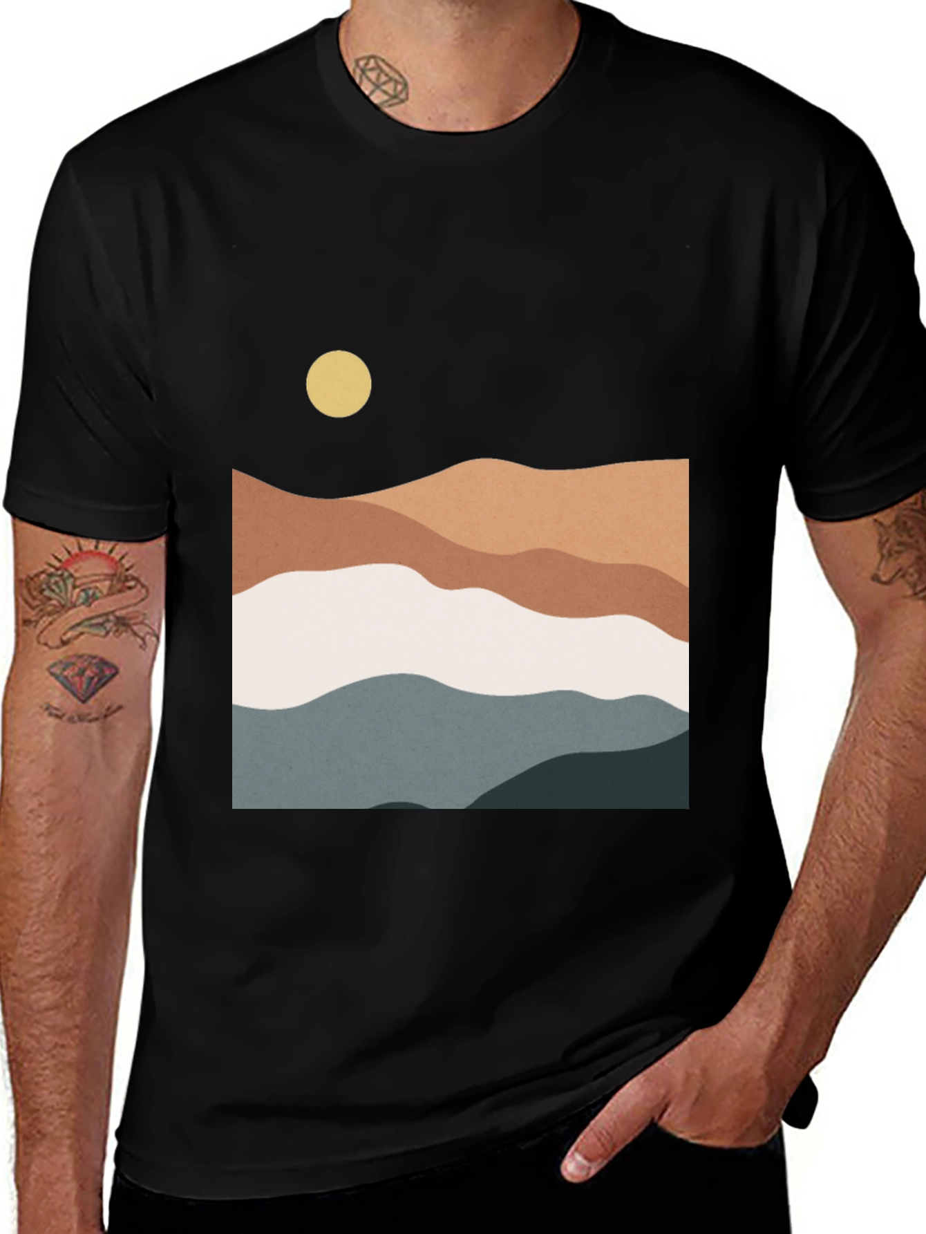 Variant 17 of Abstract Landscape Graphic Tee - Modern Style