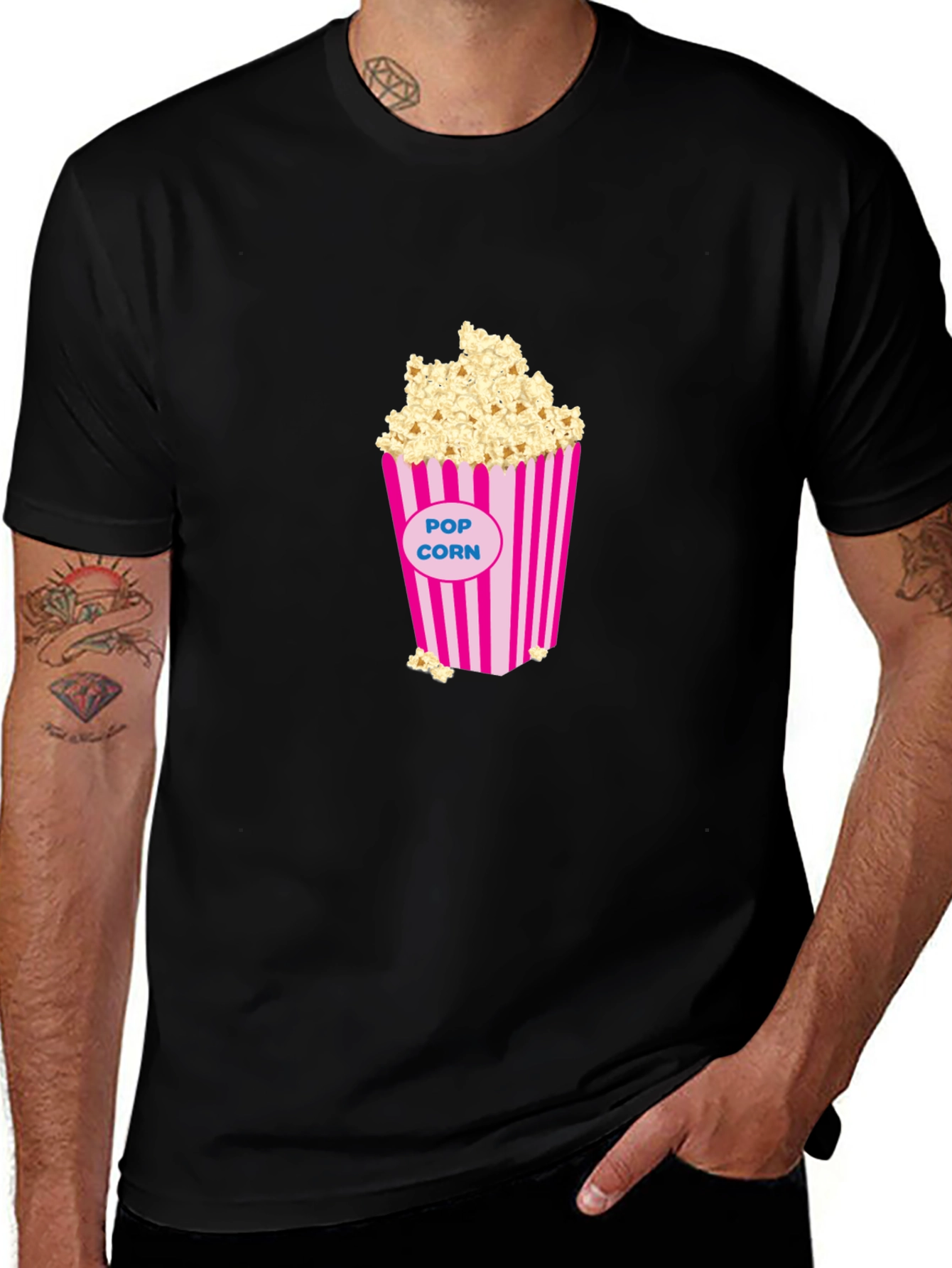 Variant 22 of Popcorn Graphic Tee - Black Cotton T-Shirt