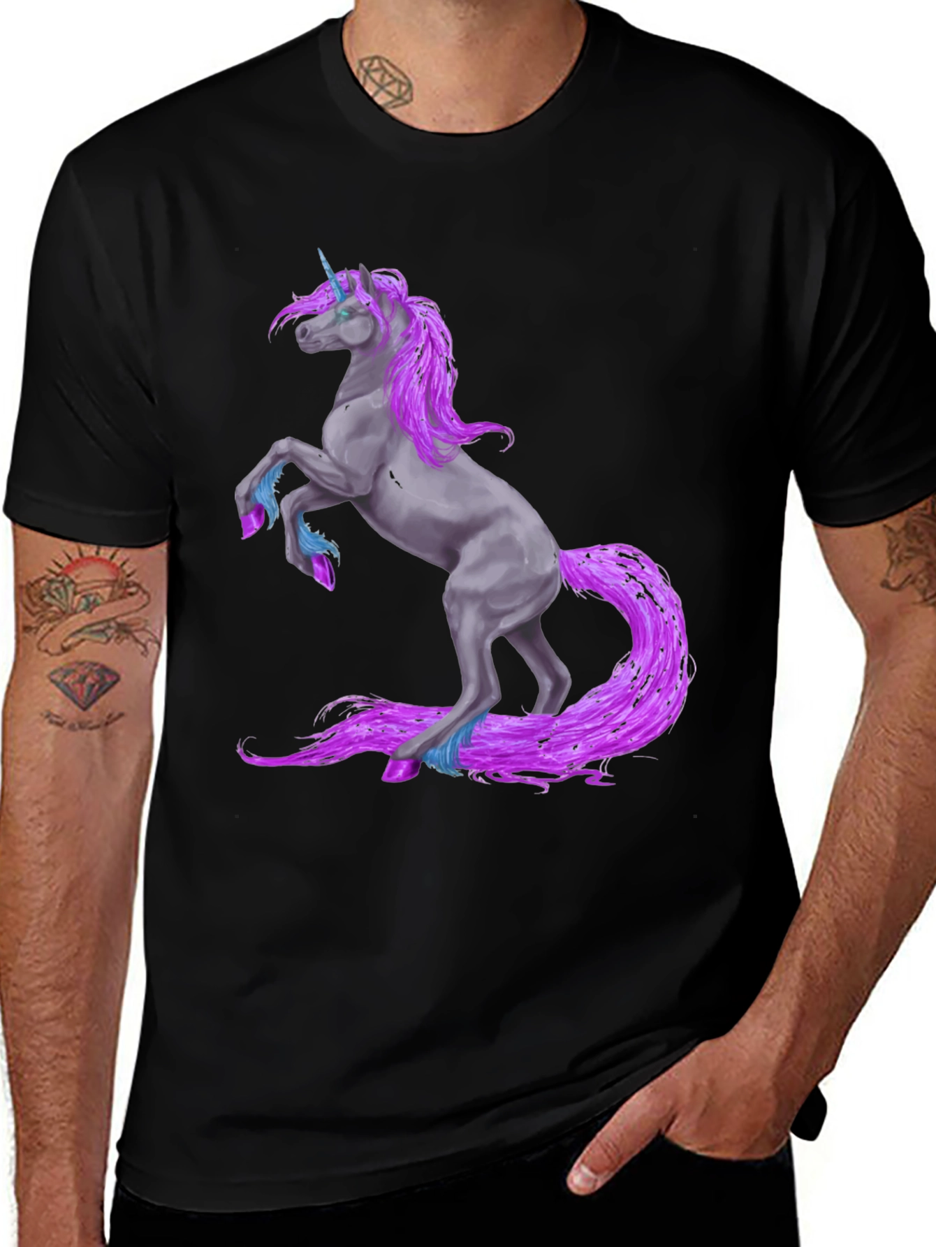 Variant 18 of Unicorn Graphic Tee - Black Crew Neck