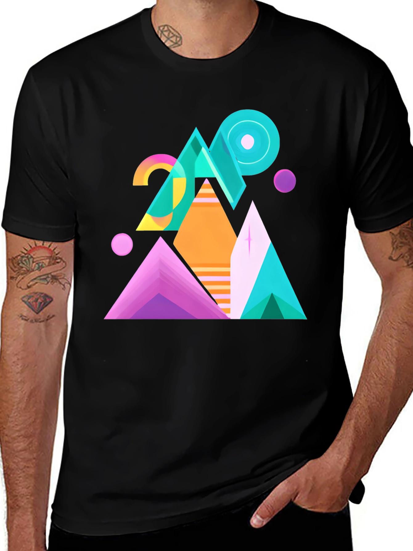 Variant 8 of Abstract Geometric Triangle Graphic Tee - Modern Art Shirt