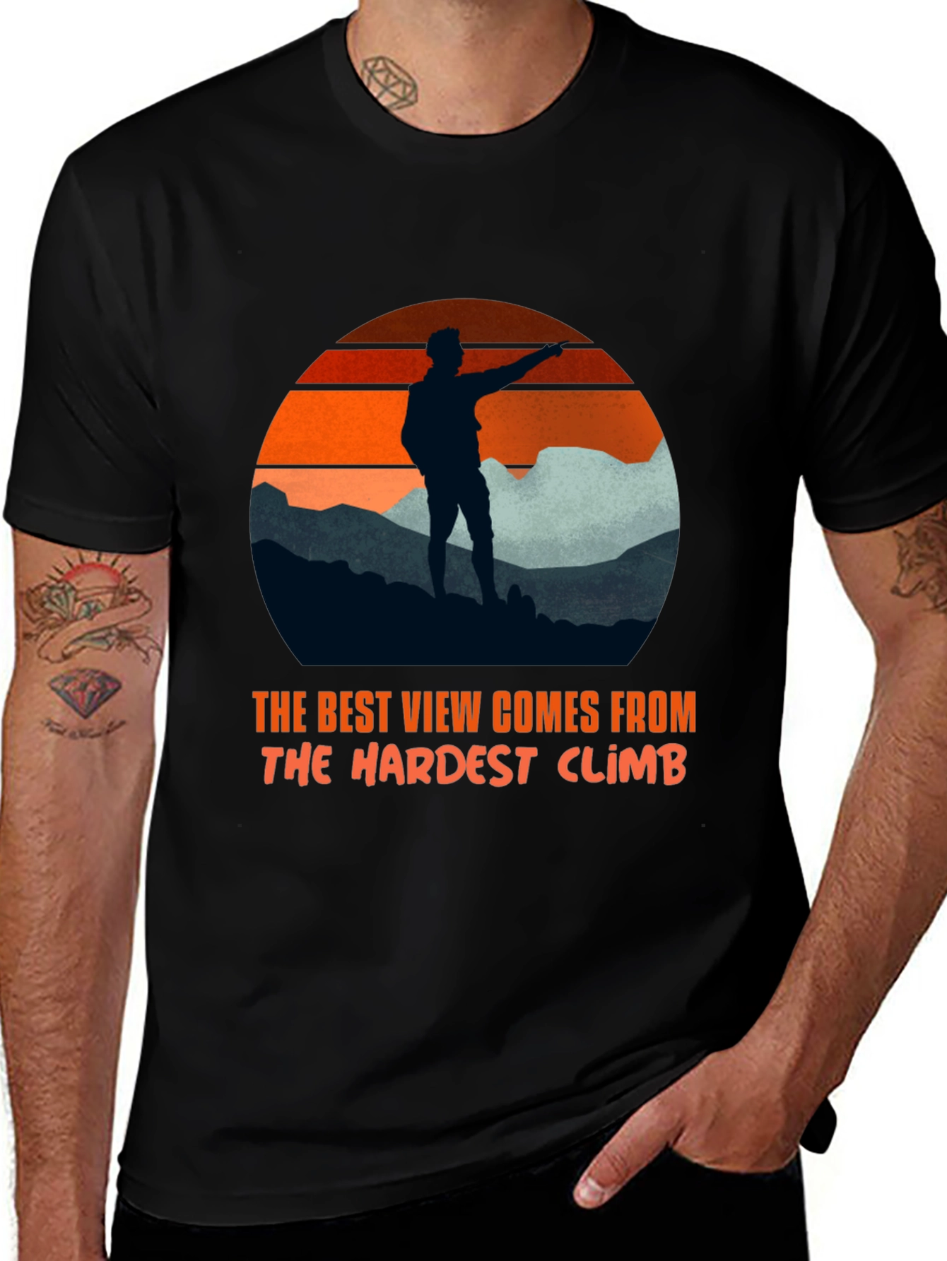Variant 10 of Motivational Hiker T-Shirt: Best View Hardest Climb
