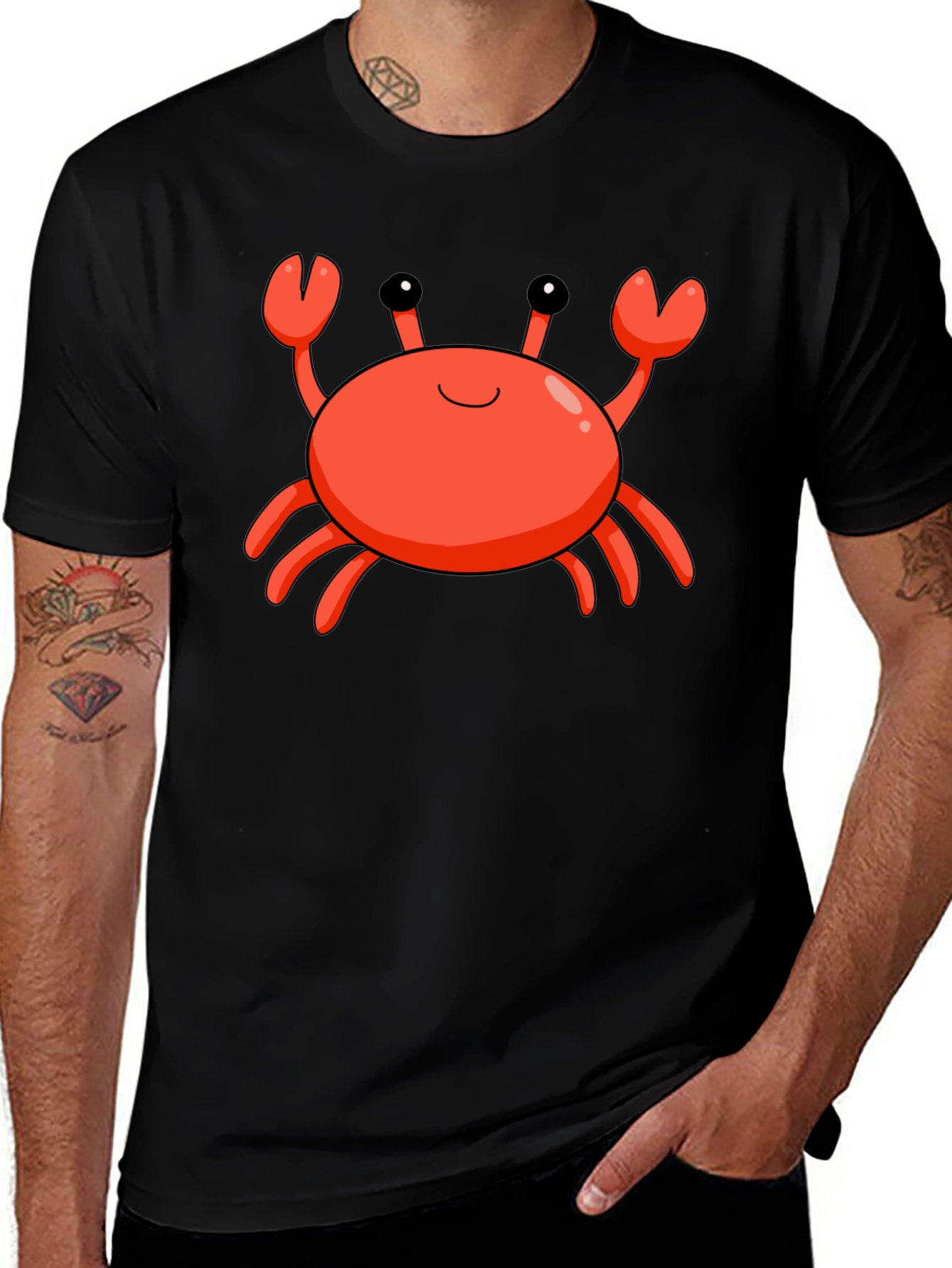 Cartoon Crab Black T-Shirt