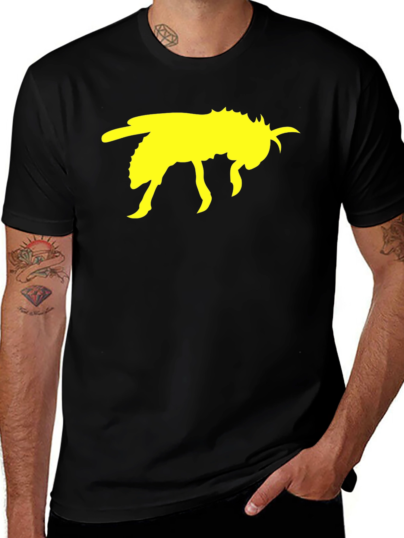 Black T-Shirt with Yellow Bee Graphic