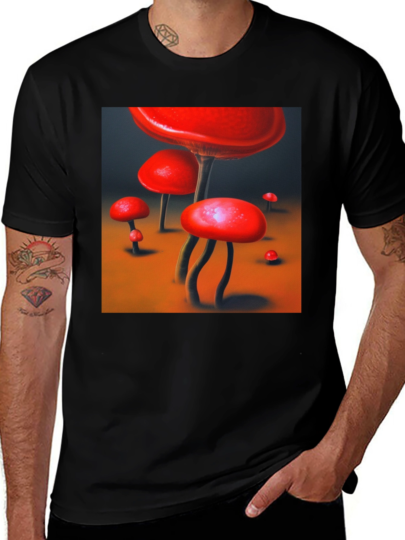 Variant 27 of Red Mushroom Graphic Tee - Funky Nature Shirt
