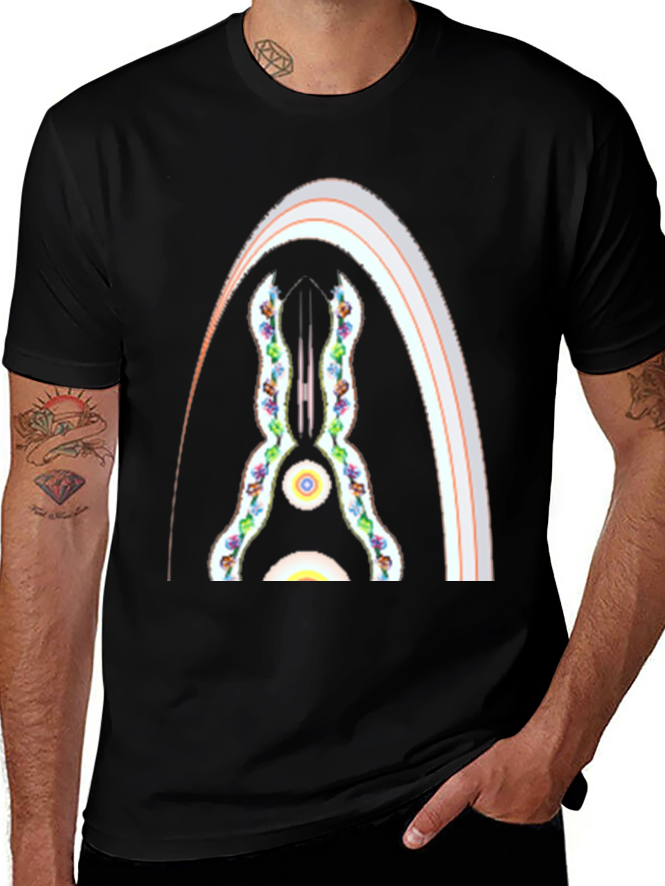 Variant 12 of Abstract Archway Graphic Tee - Black Cotton Blend