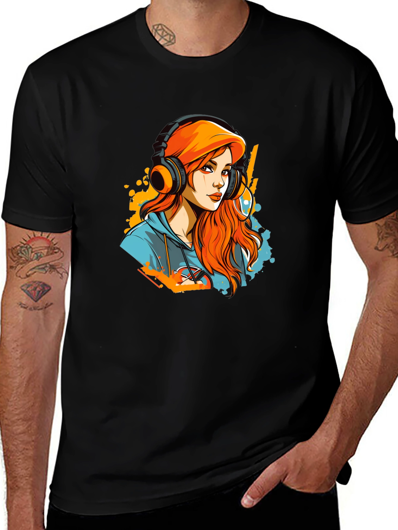 Variant 15 of Gamer Girl T-Shirt - Headphone Art Design