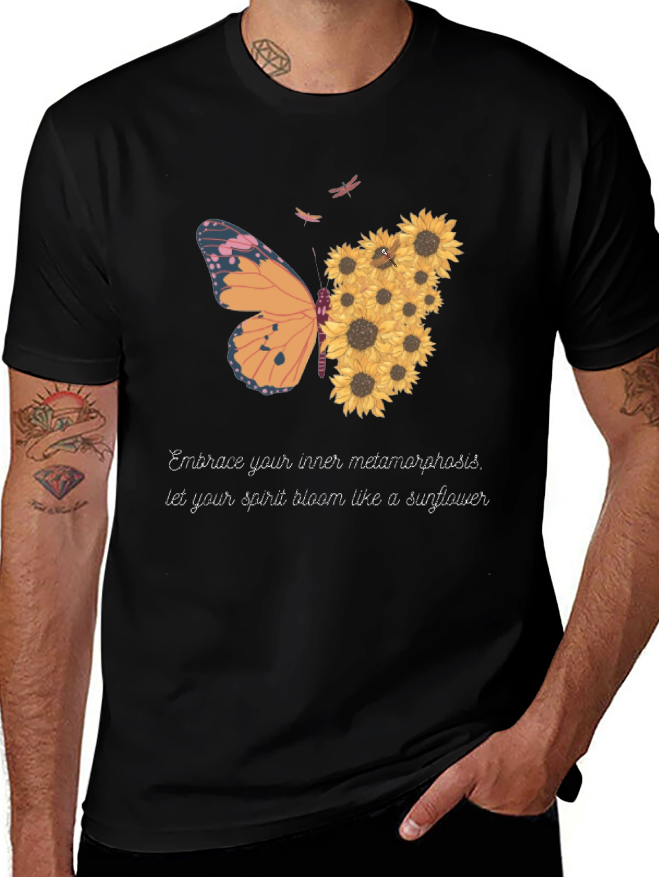 Variant 25 of Butterfly & Sunflower Graphic T-Shirt - Metamorphosis