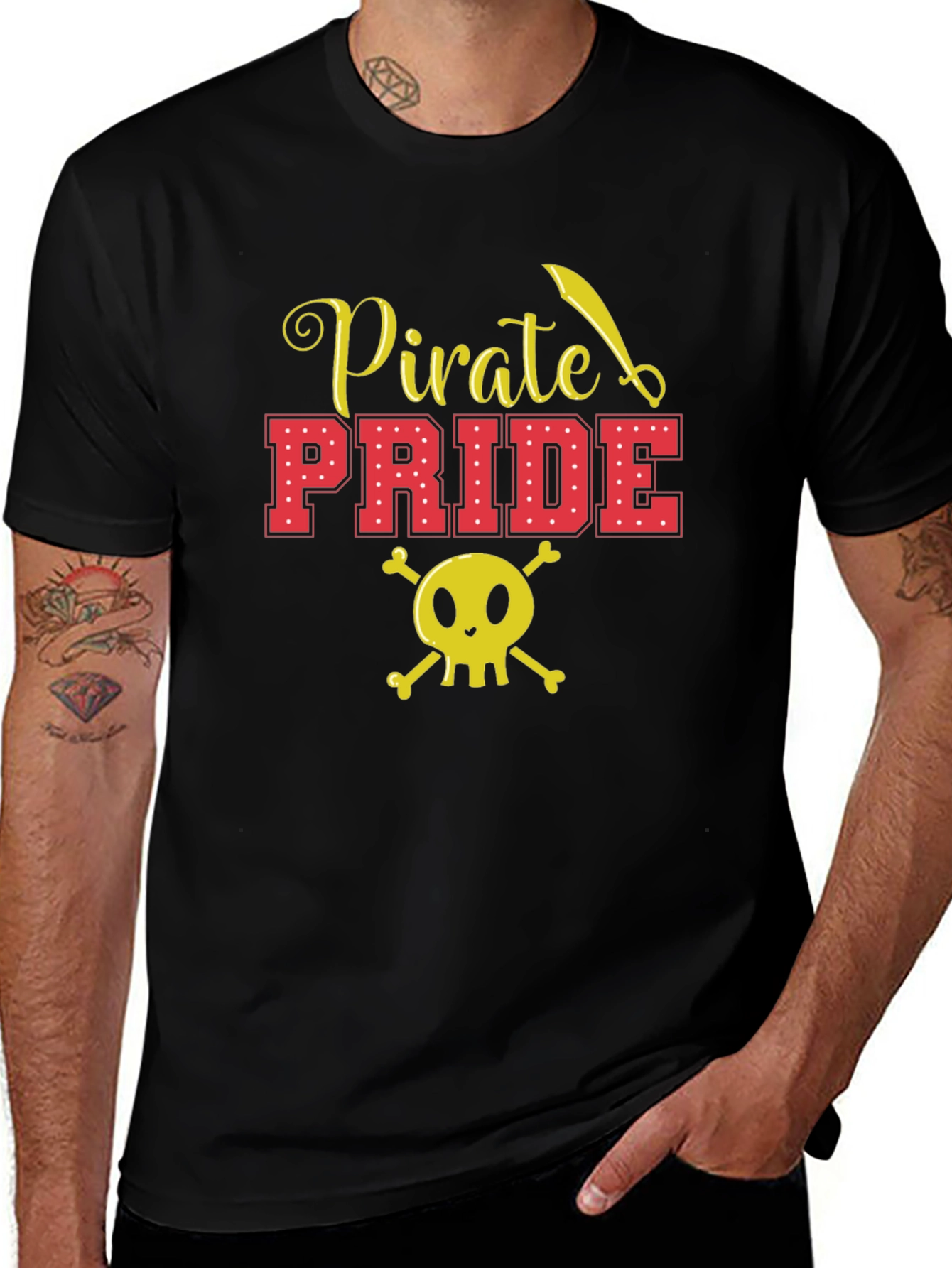 Variant 6 of Pirate Pride Graphic T-Shirt - Black Cotton Tee