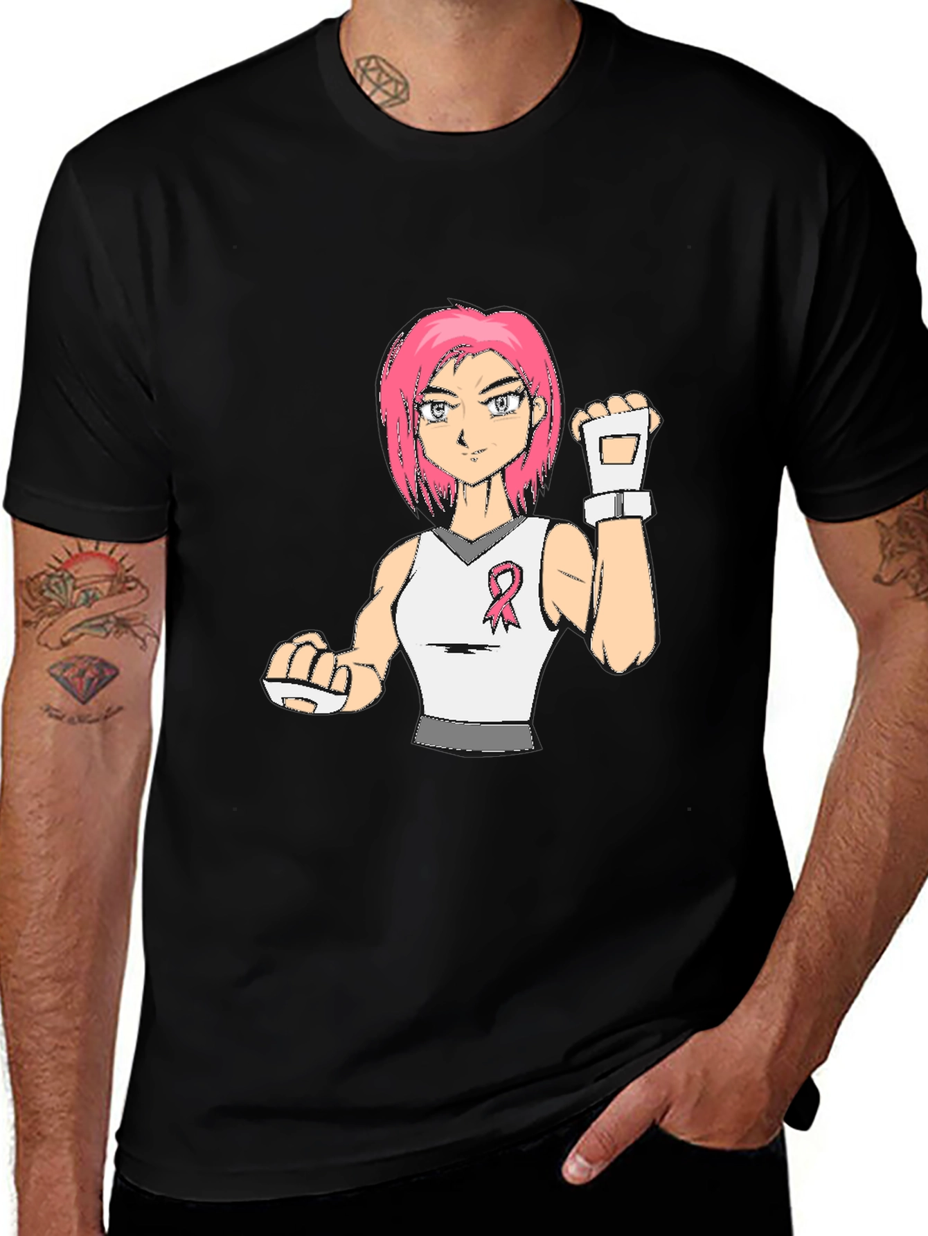 Variant 14 of Breast Cancer Awareness Anime Girl T-Shirt