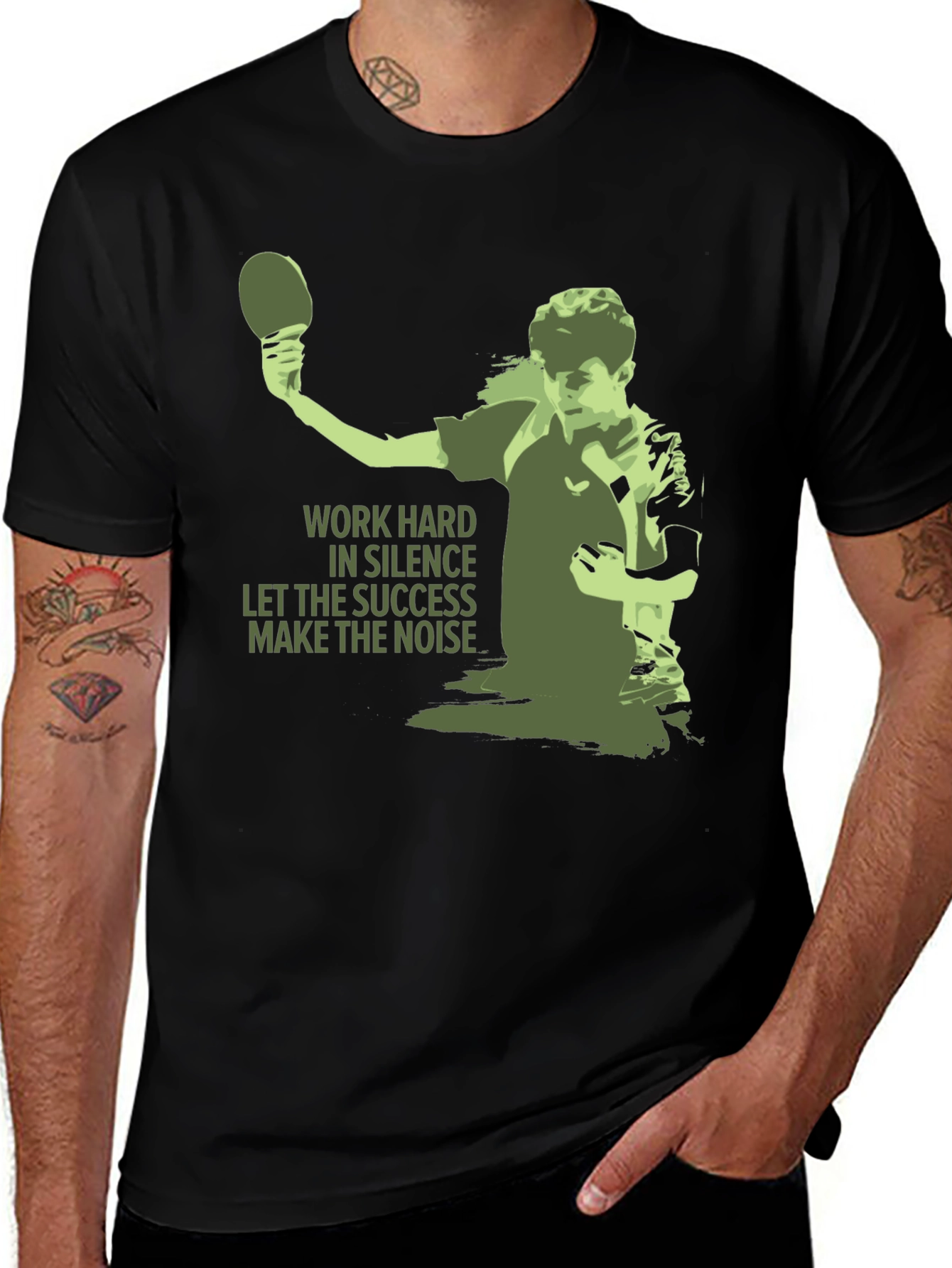 Variant 21 of Table Tennis Graphic Tee - Work Hard T-Shirt