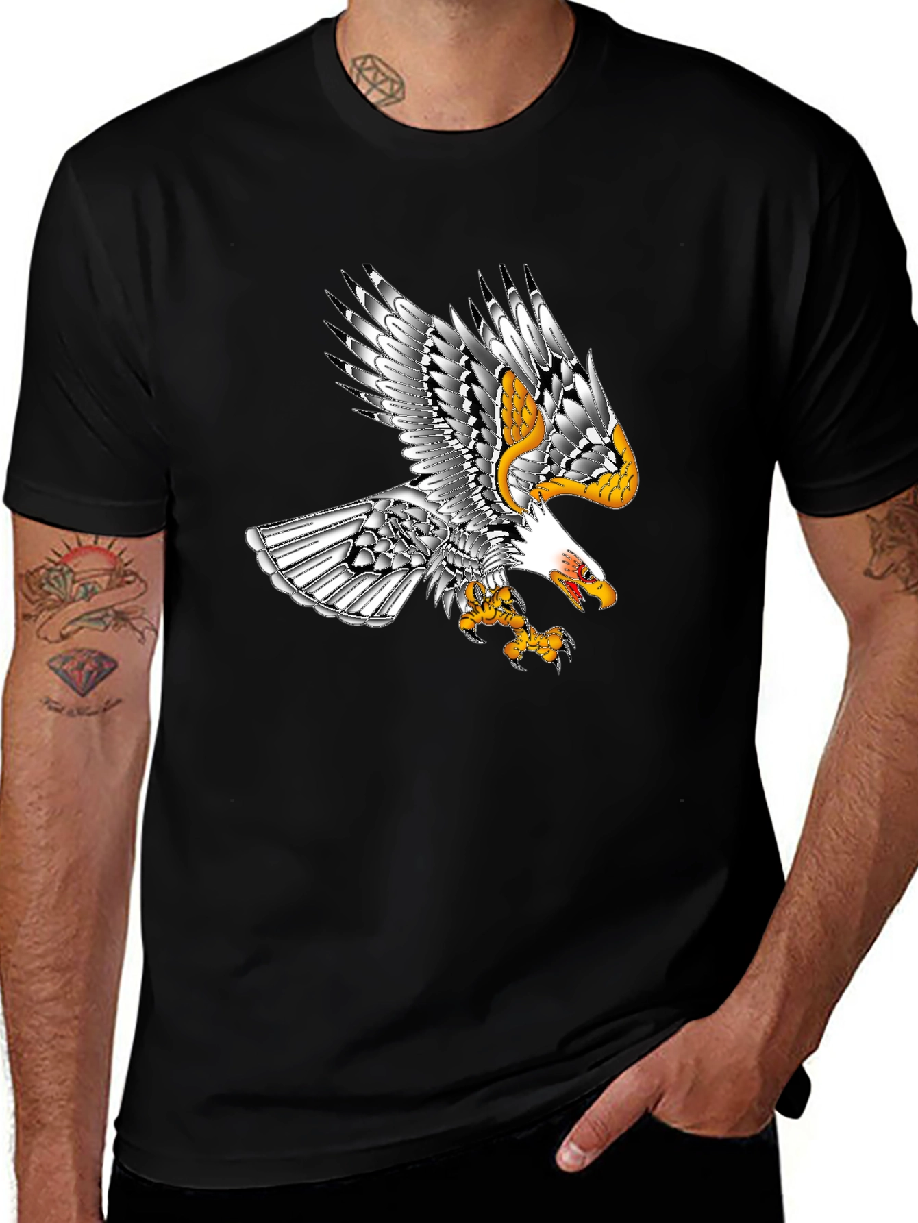 Variant 18 of Bold Eagle Graphic Tee - Black Cotton T-Shirt