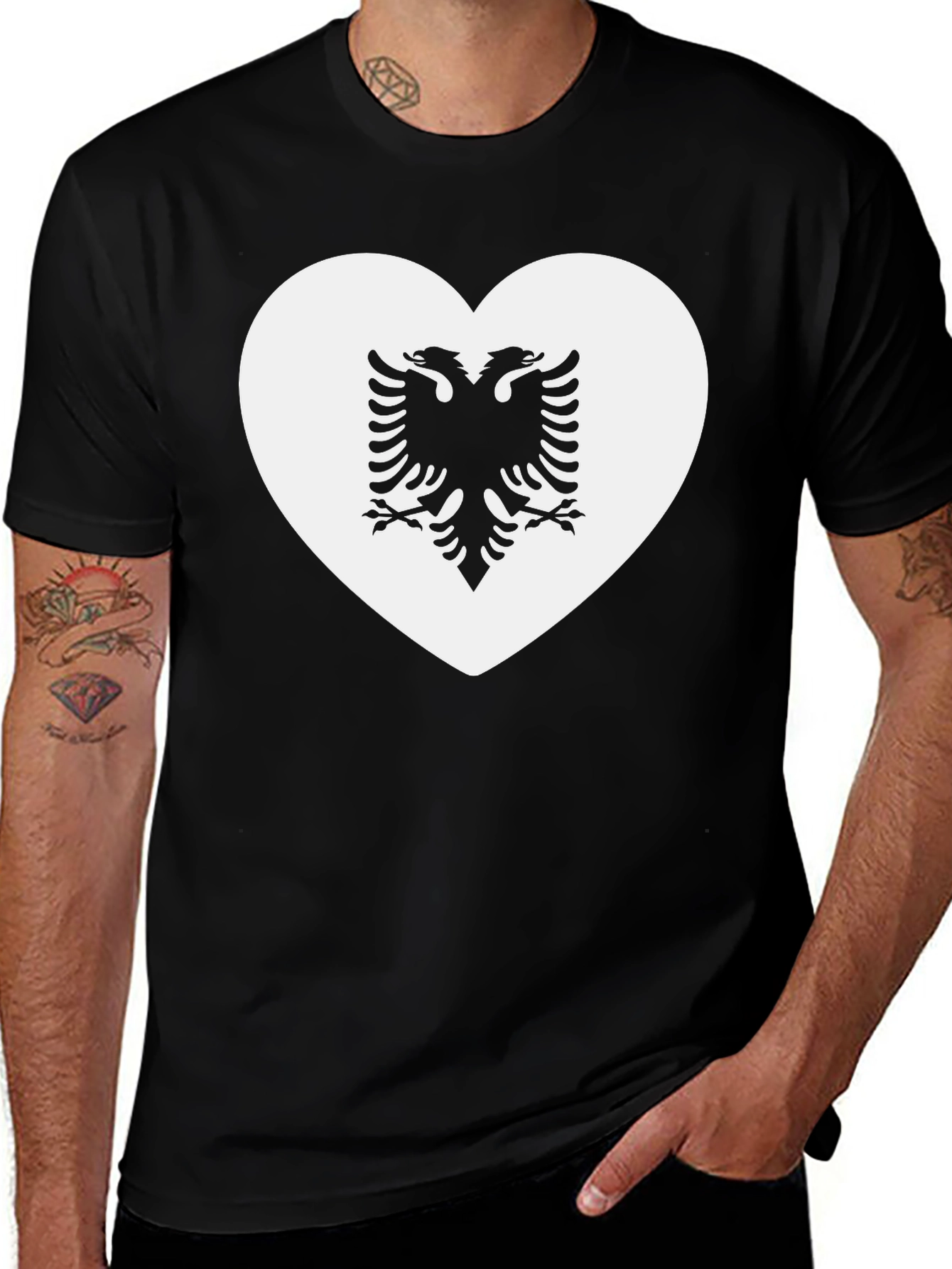 Albanian Eagle Heart T-Shirt - Black