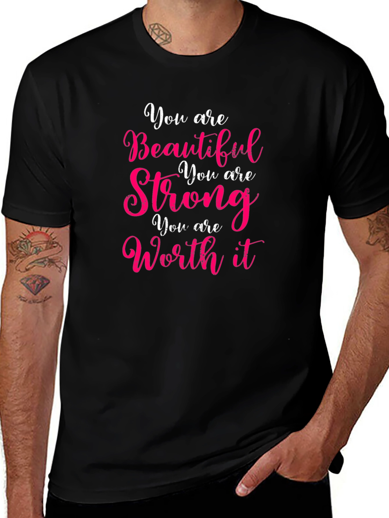 Black You Are Beautiful Strong Worth It T-Shirt main image