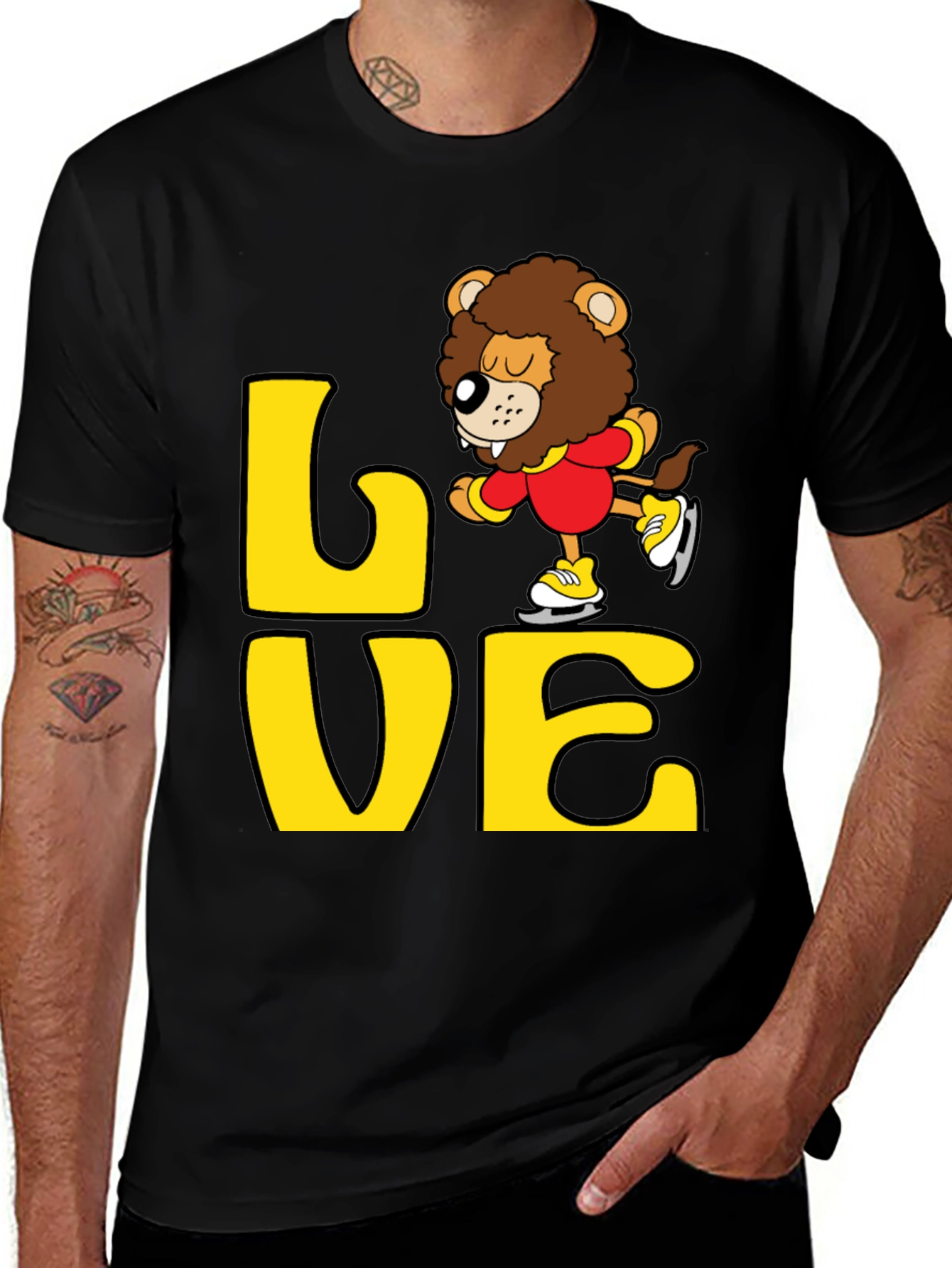 Variant 25 of Love Lion Skating Graphic T-Shirt - Unisex Design