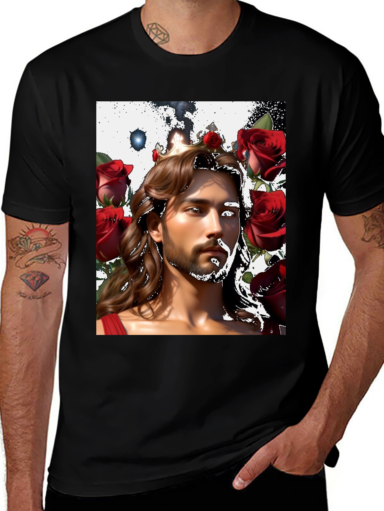 Variant 30 of Rose Crown Portrait Black T-Shirt