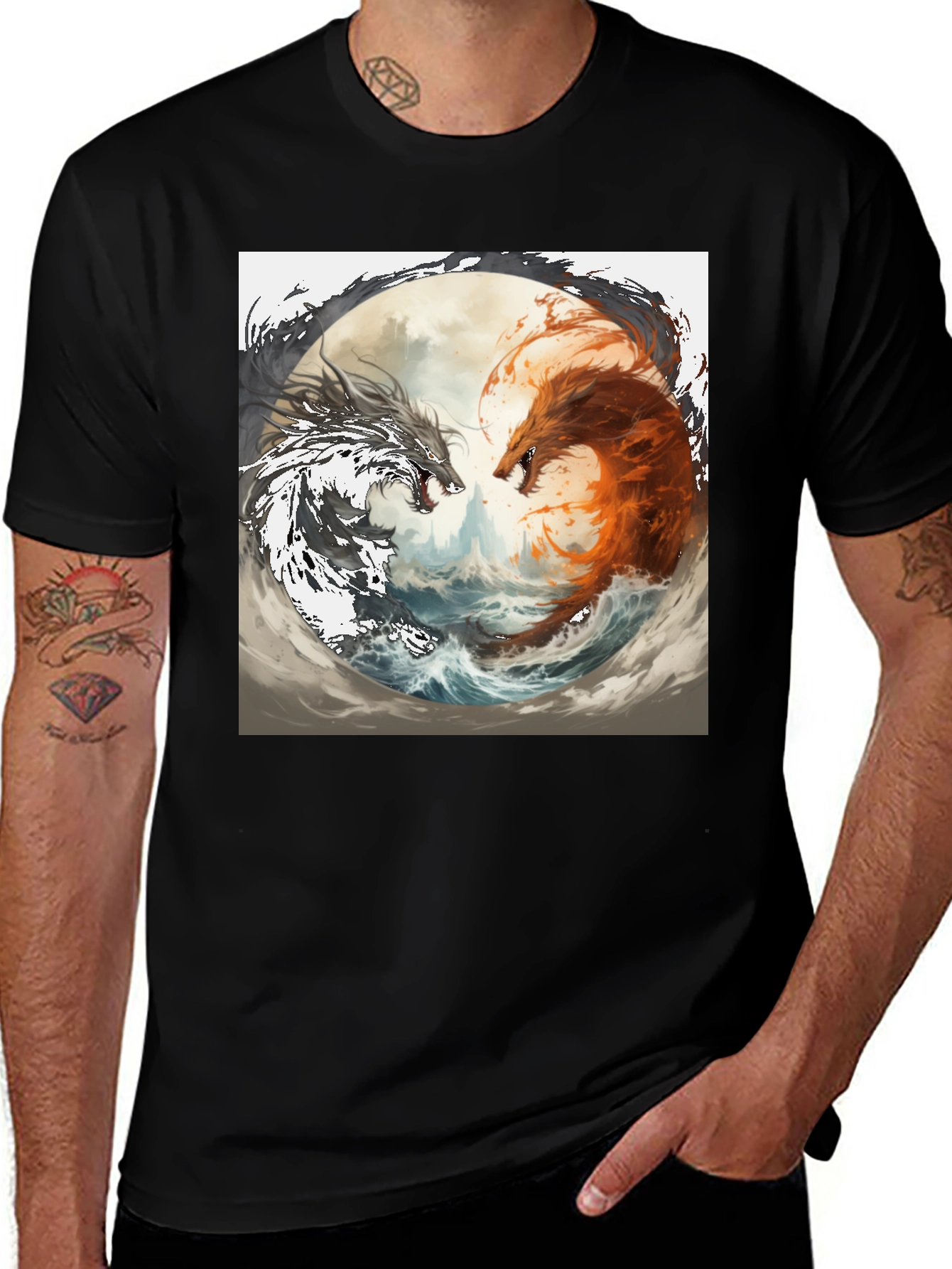 Variant 30 of Yin Yang Dragons Graphic Tee