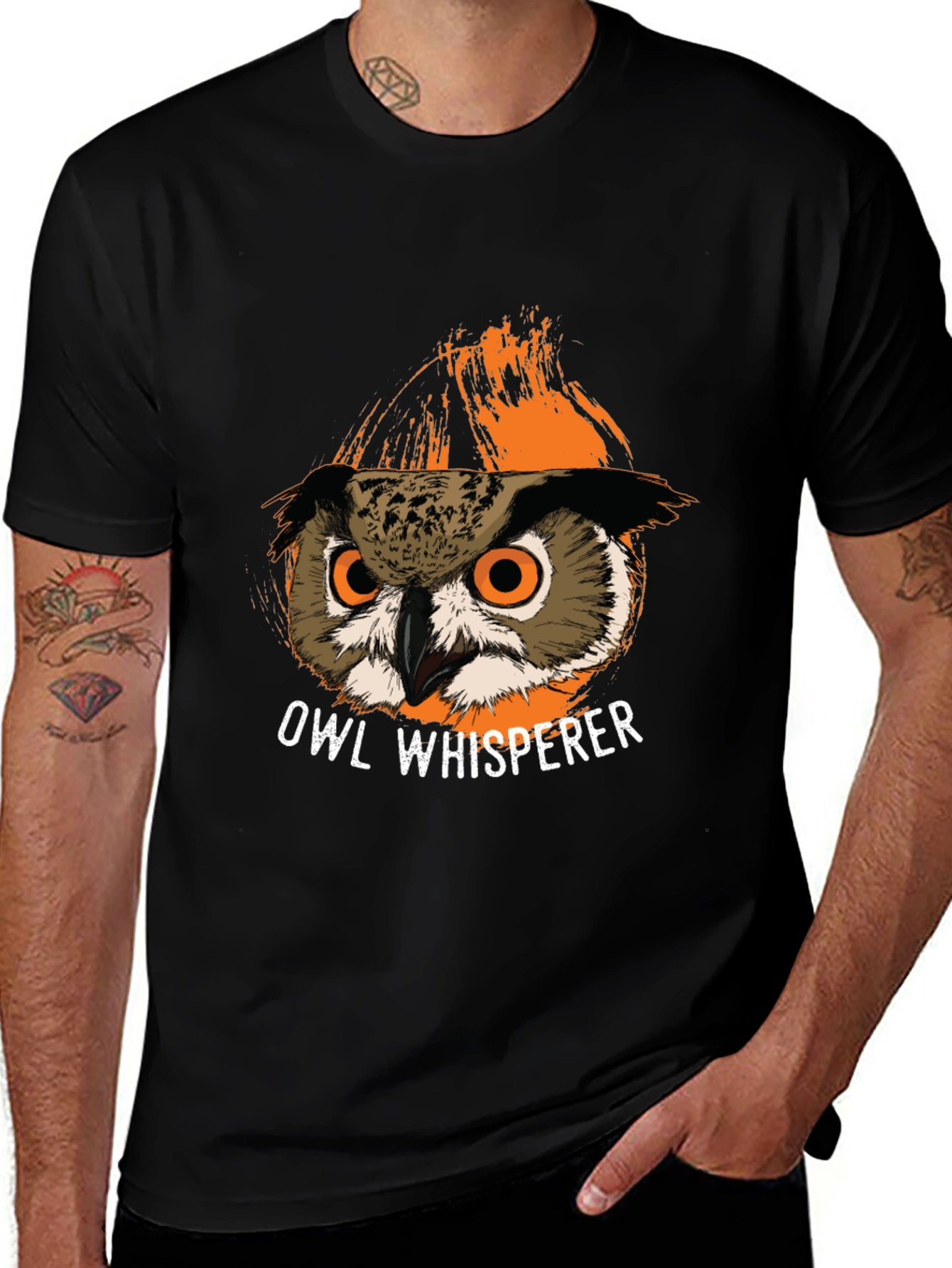 Black Owl Whisperer Graphic T-Shirt main image