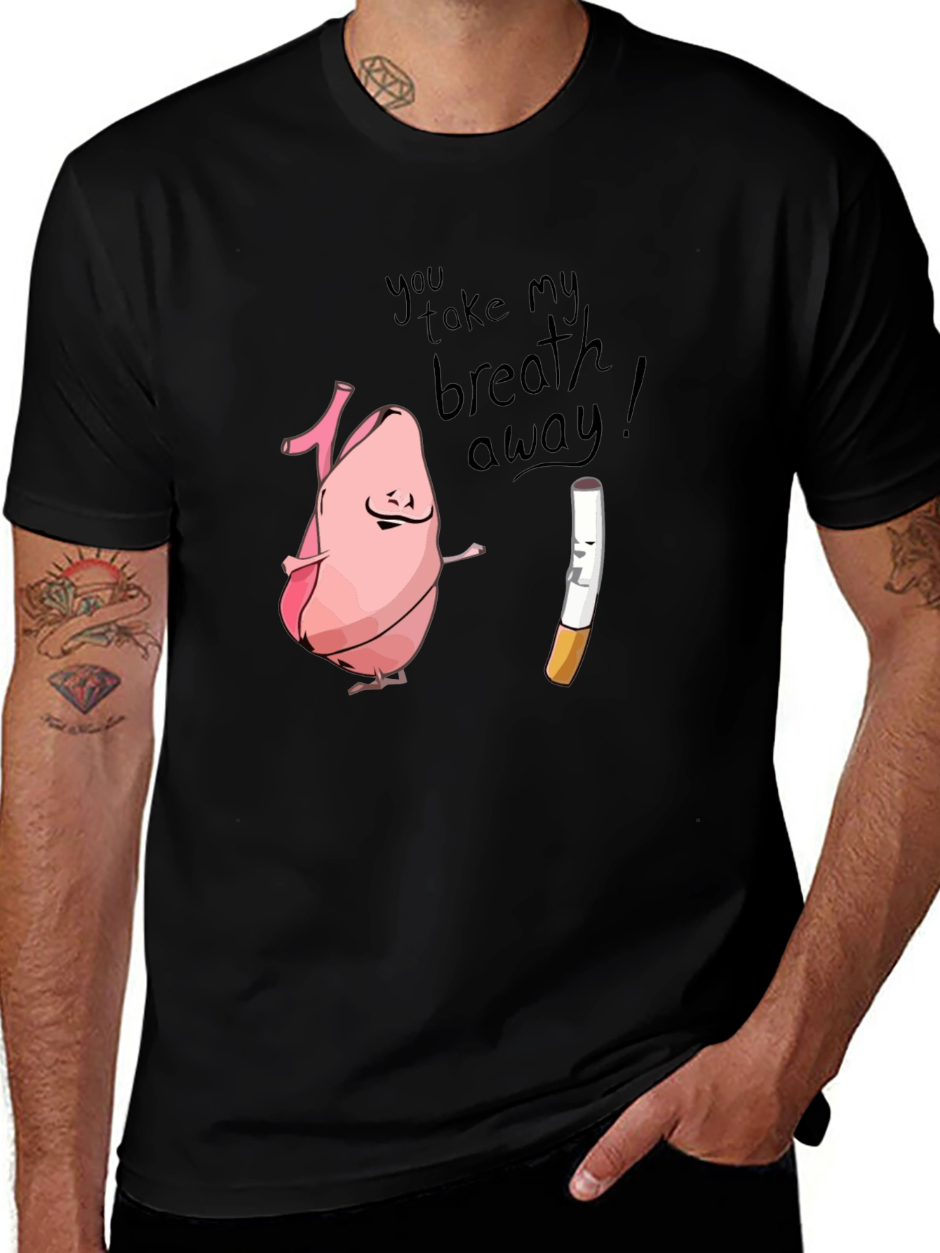 Variant 22 of Humorous Lung & Cigarette Black T-Shirt