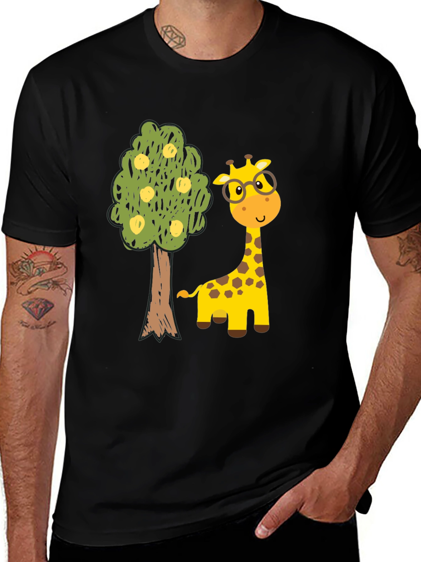 Variant 25 of Giraffe & Tree Graphic T-Shirt - Cute Animal Tee