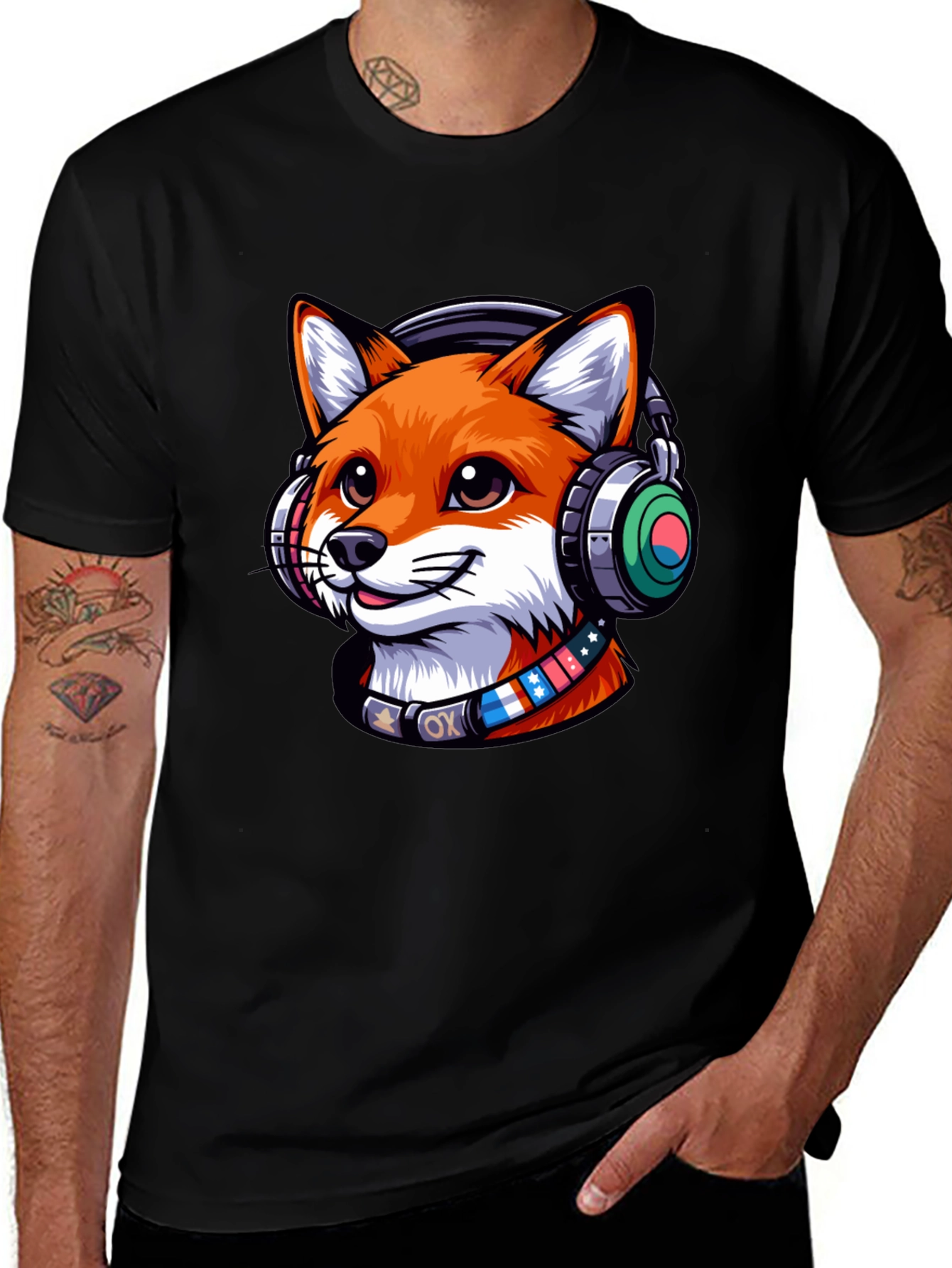 Variant 14 of Cool Fox Headphone Tee - Stylish Graphic Print