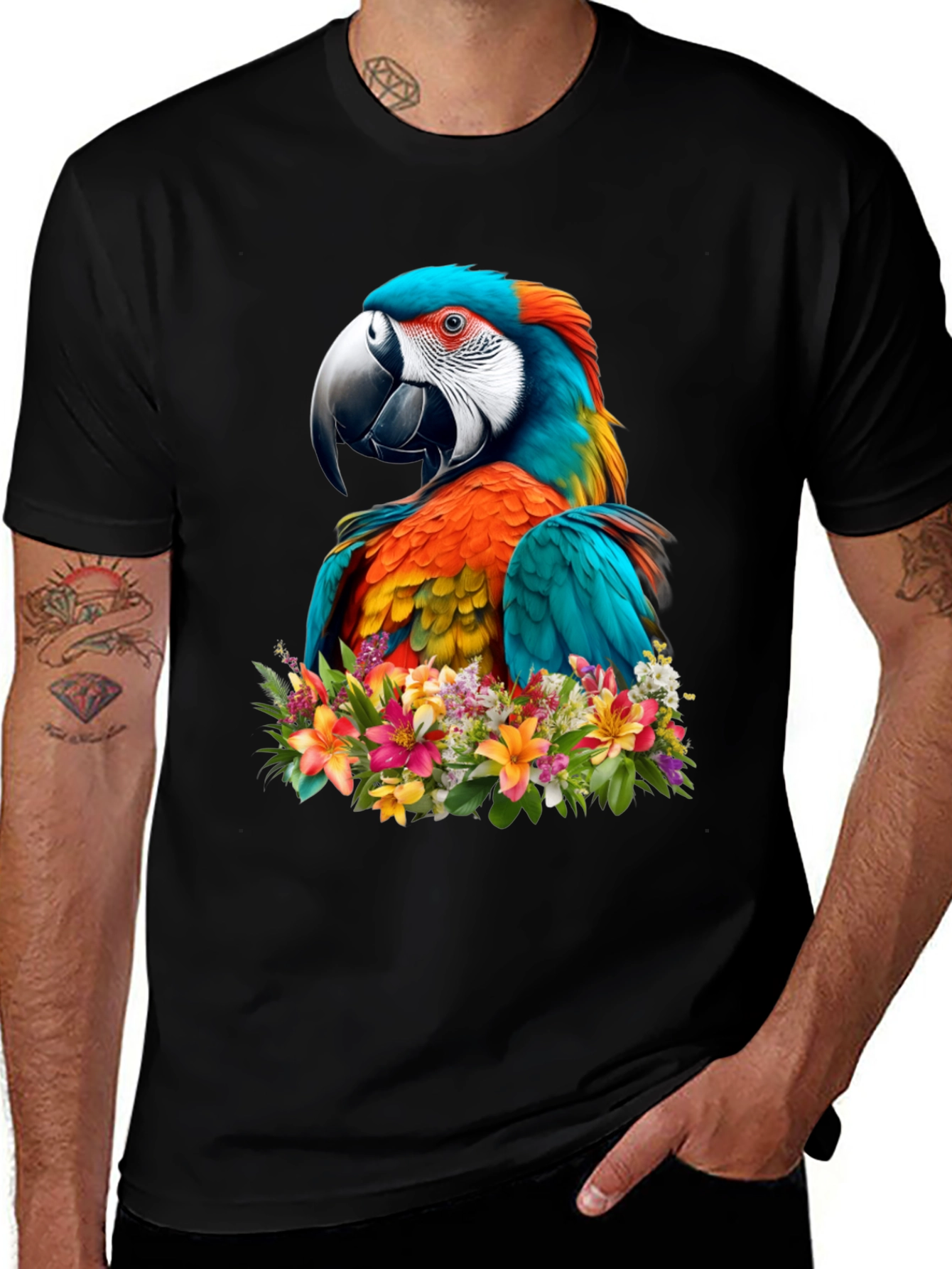 Variant 3 of Tropical Parrot Floral T-Shirt