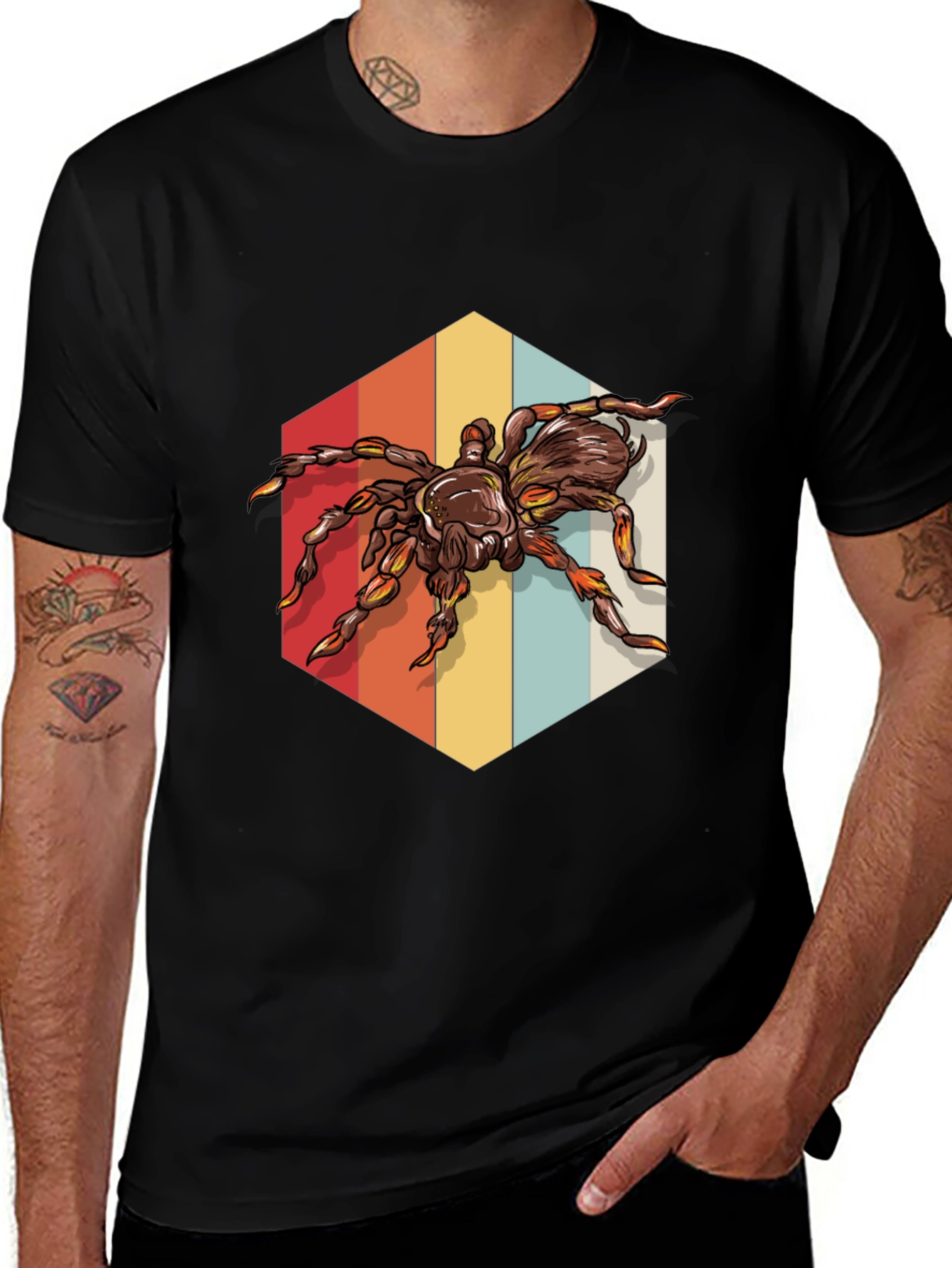 Variant 26 of Retro Spider Graphic Tee - Men's Black T-Shirt
