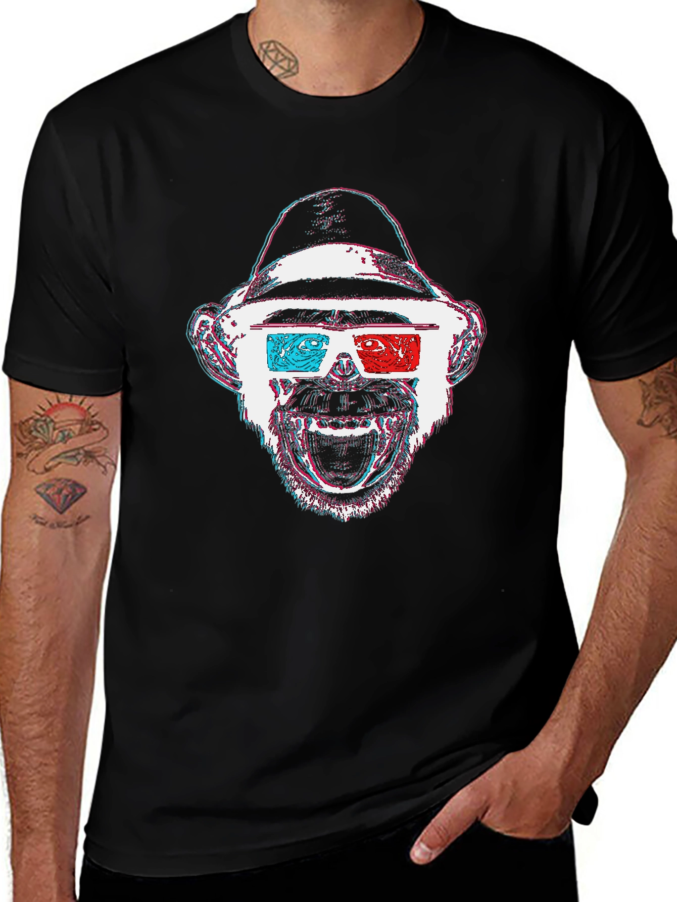 Variant 19 of Monkey 3D Glasses Graphic T-Shirt - Black