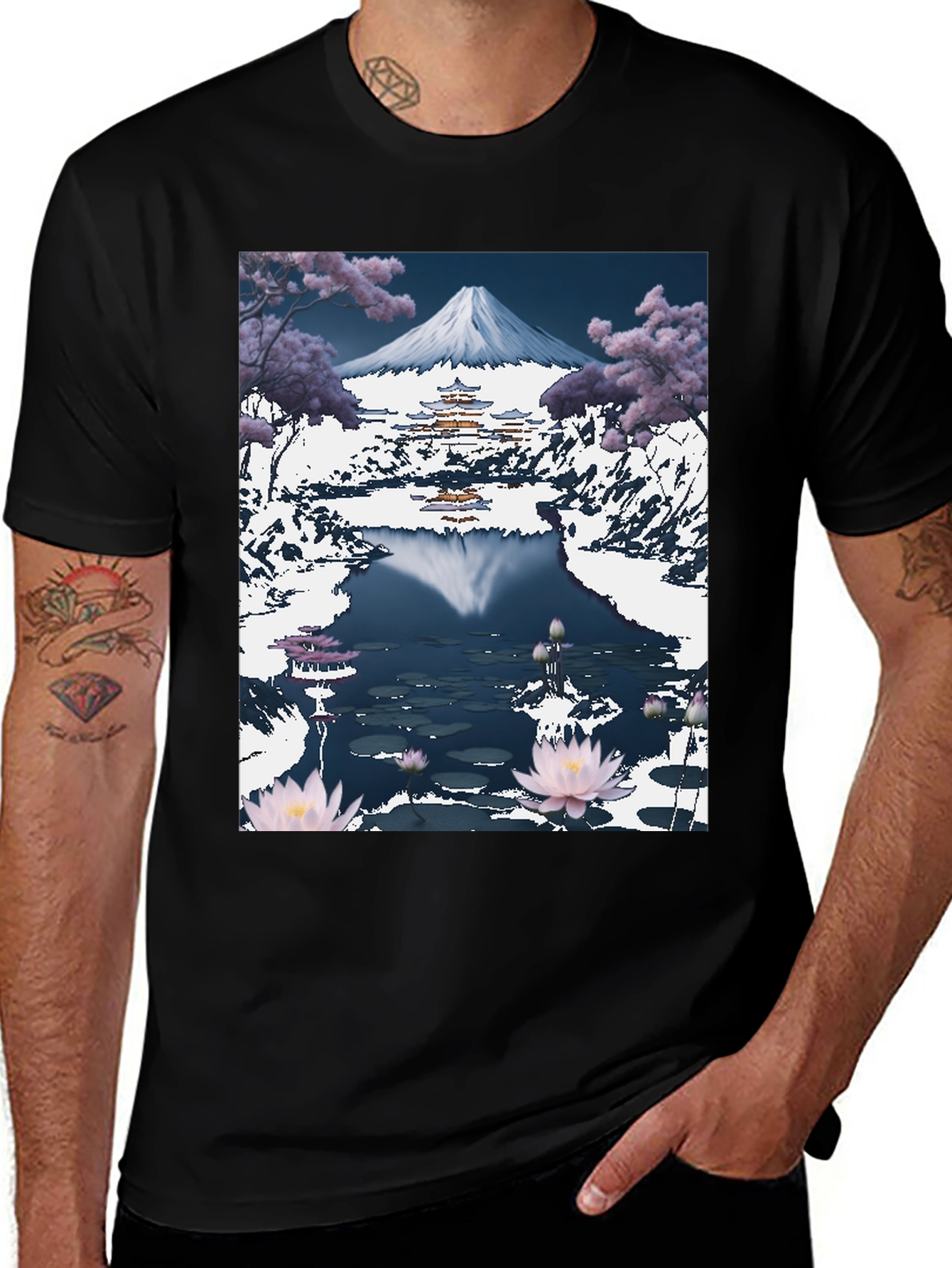 Variant 3 of Mount Fuji Lotus Pond Graphic Tee
