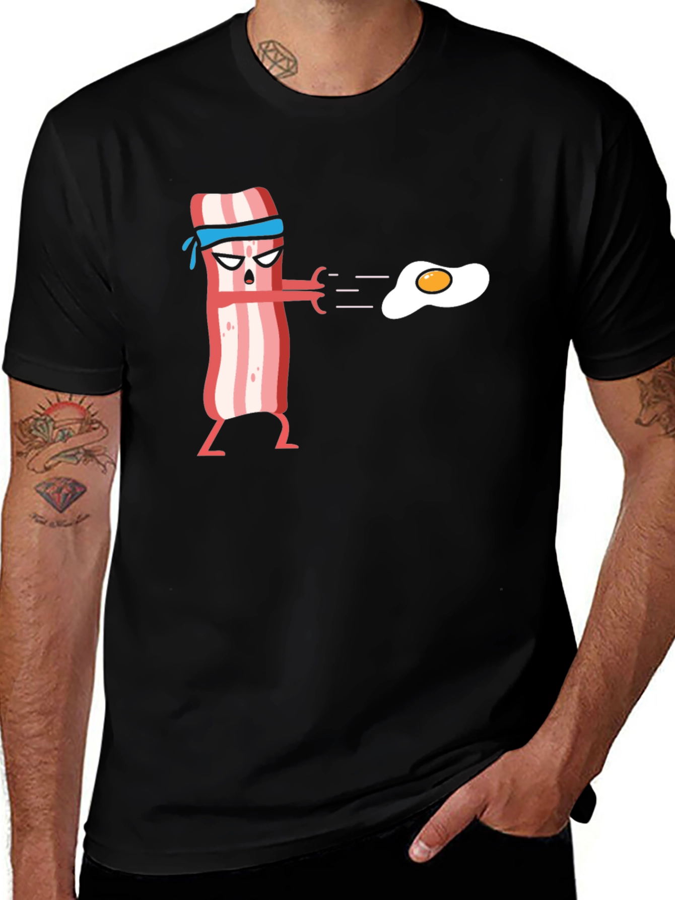 Bacon vs. Egg T-Shirt - Funny Breakfast Food Fight Tee