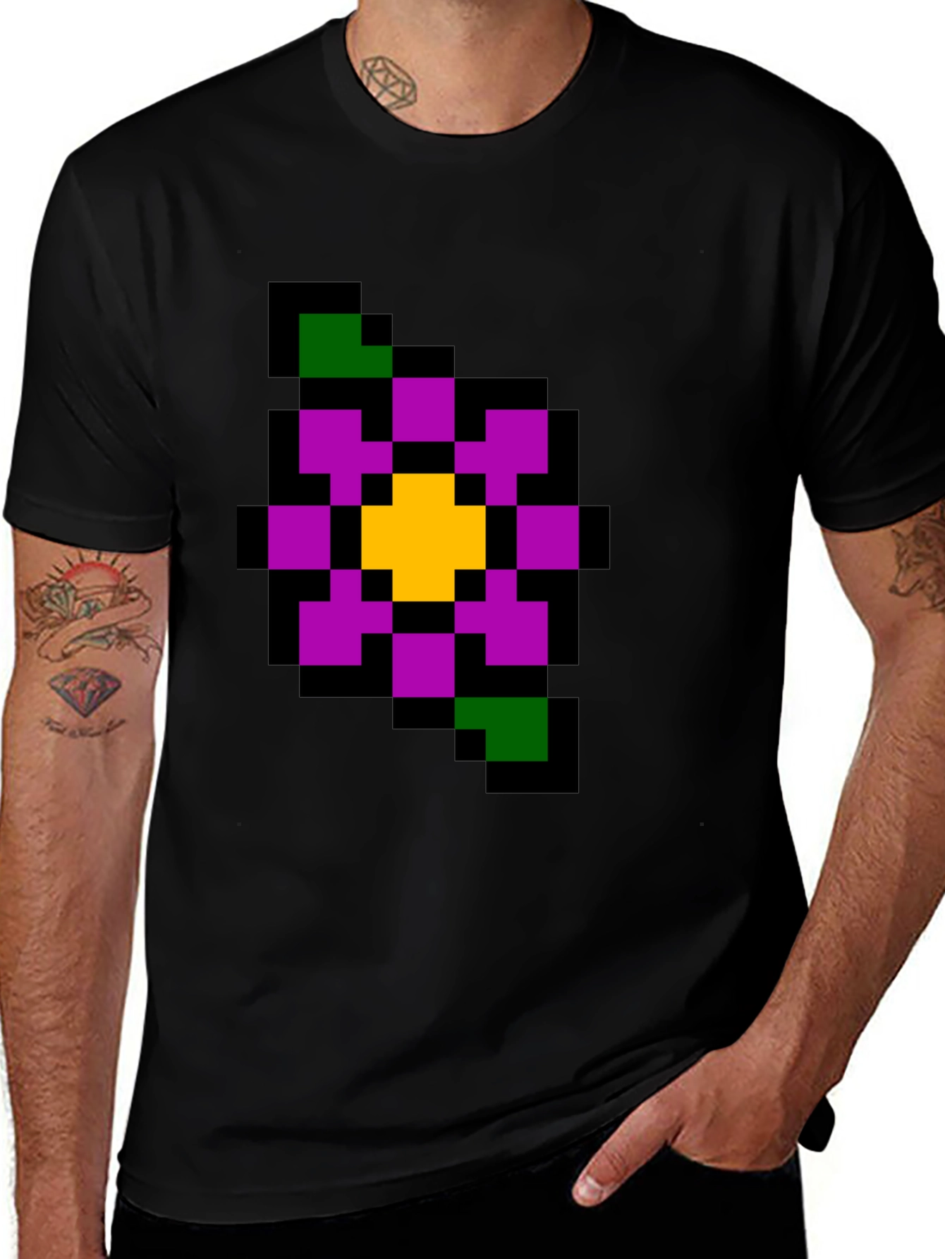 Variant 18 of Pixel Flower Graphic T-Shirt - Retro Gaming Style