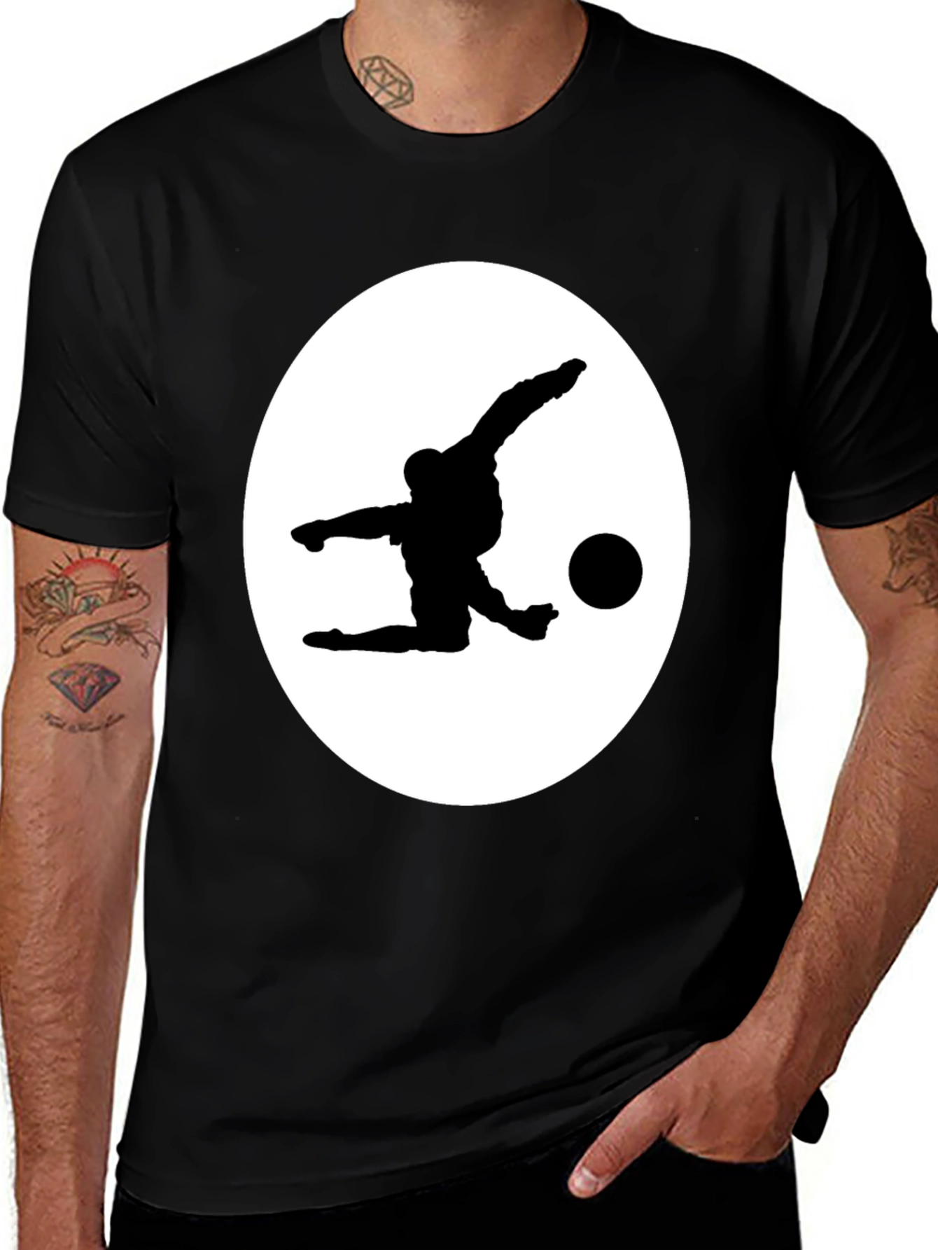 Variant 10 of Black Soccer Player Graphic Tee