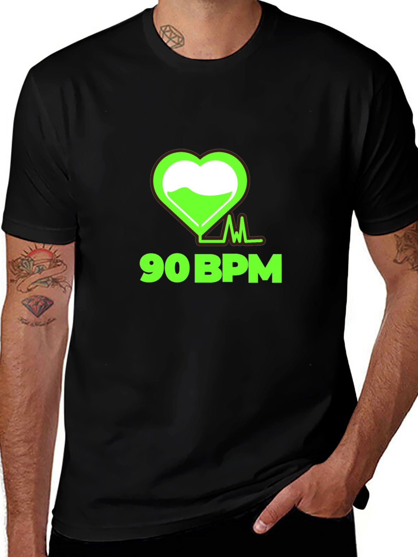 Variant 19 of 90 BPM Heartbeat Graphic Tee - Black