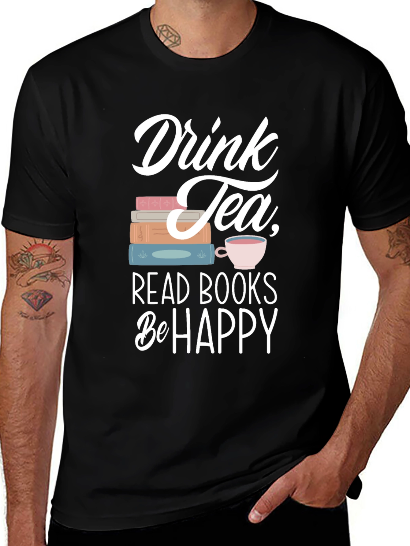 Drink Tea Read Books Be Happy T-Shirt